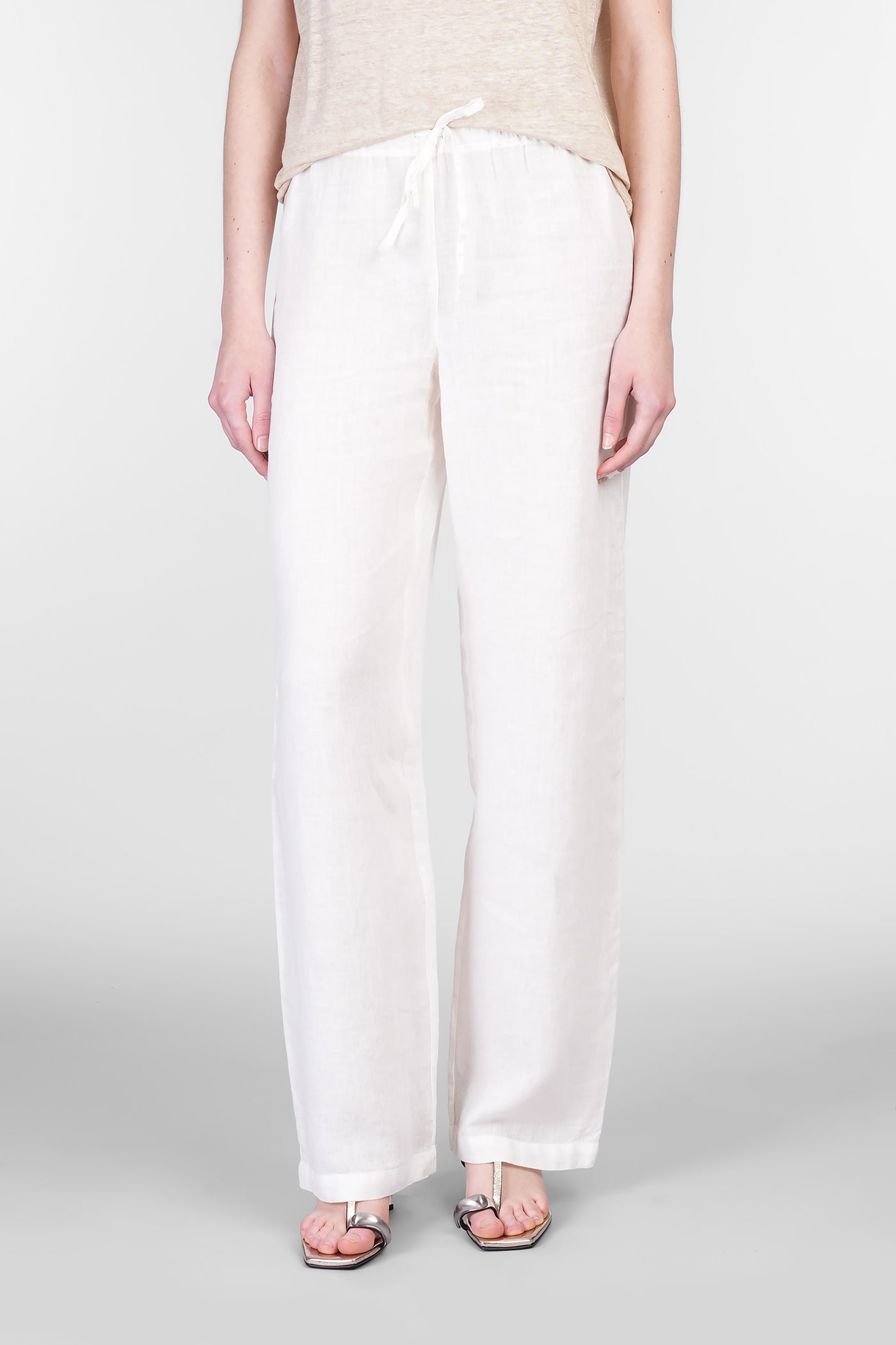 120% Lino Pants In Beige Linen