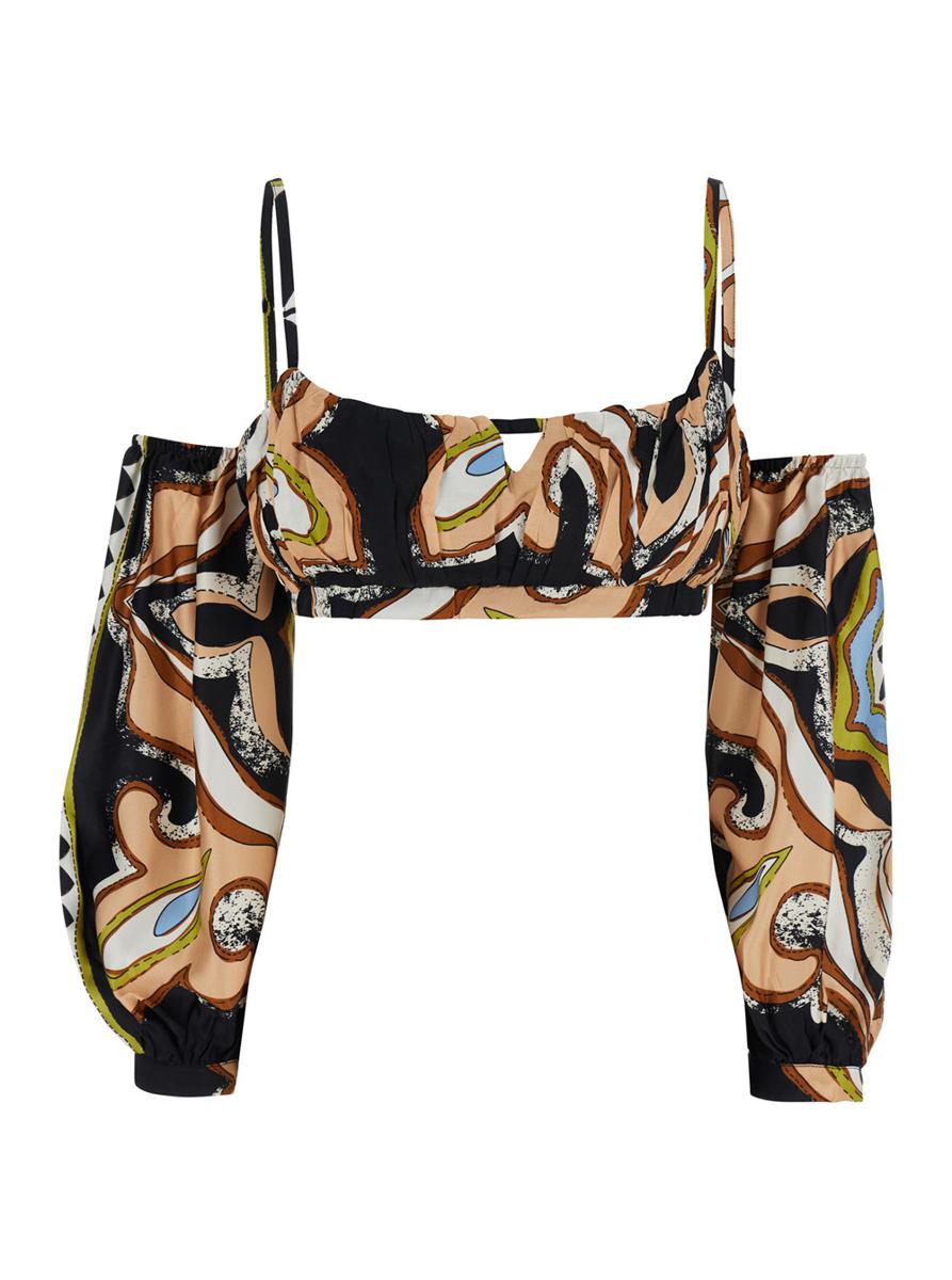 'Amari' Multicolor Top With Thin Straps And All-Over Printed Motif In Viscose Woman