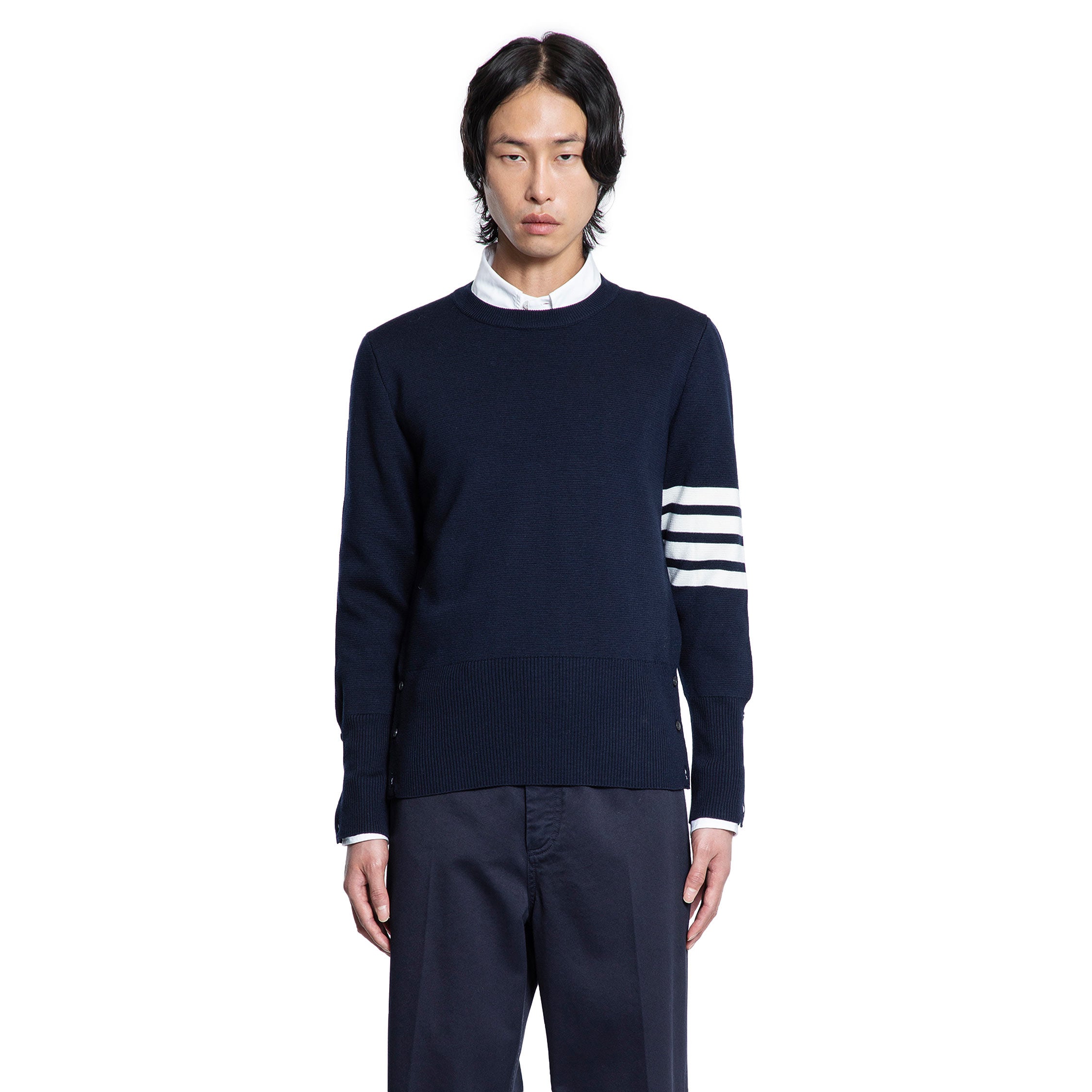 THOM BROWNE MAN BLUE KNITWEAR