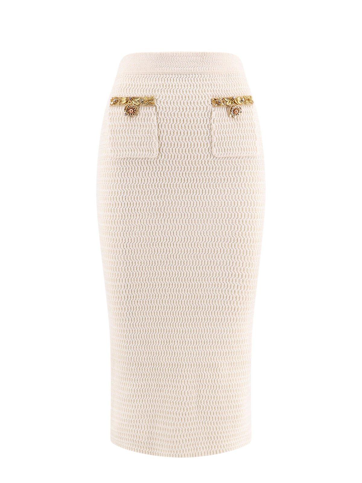 self-portrait Lurex Knitted Midi Skirt