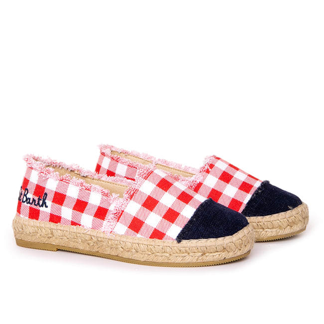 MC2 Saint Barth Gingham Canvas Espadrillas With Embroidery