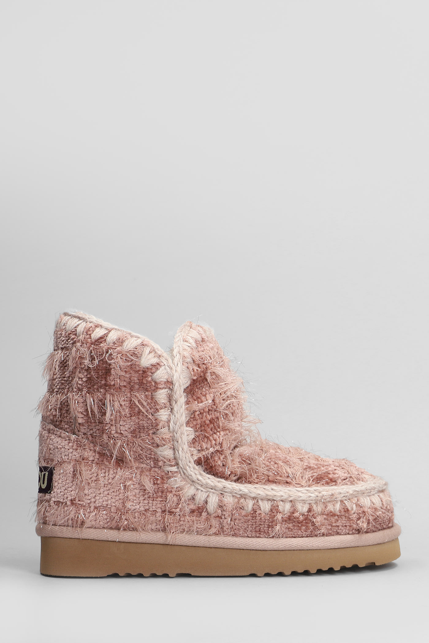 Mou Eskimo 18 Low Heels Ankle Boots In Rose-pink Leather