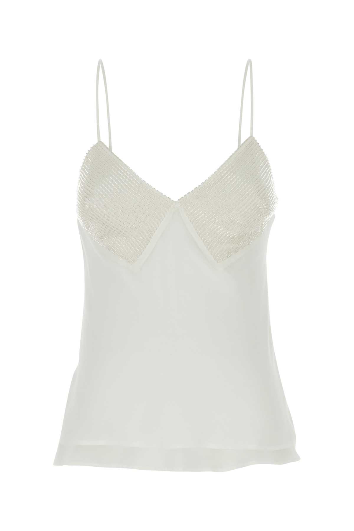 Max Mara White Georgette Opache Top