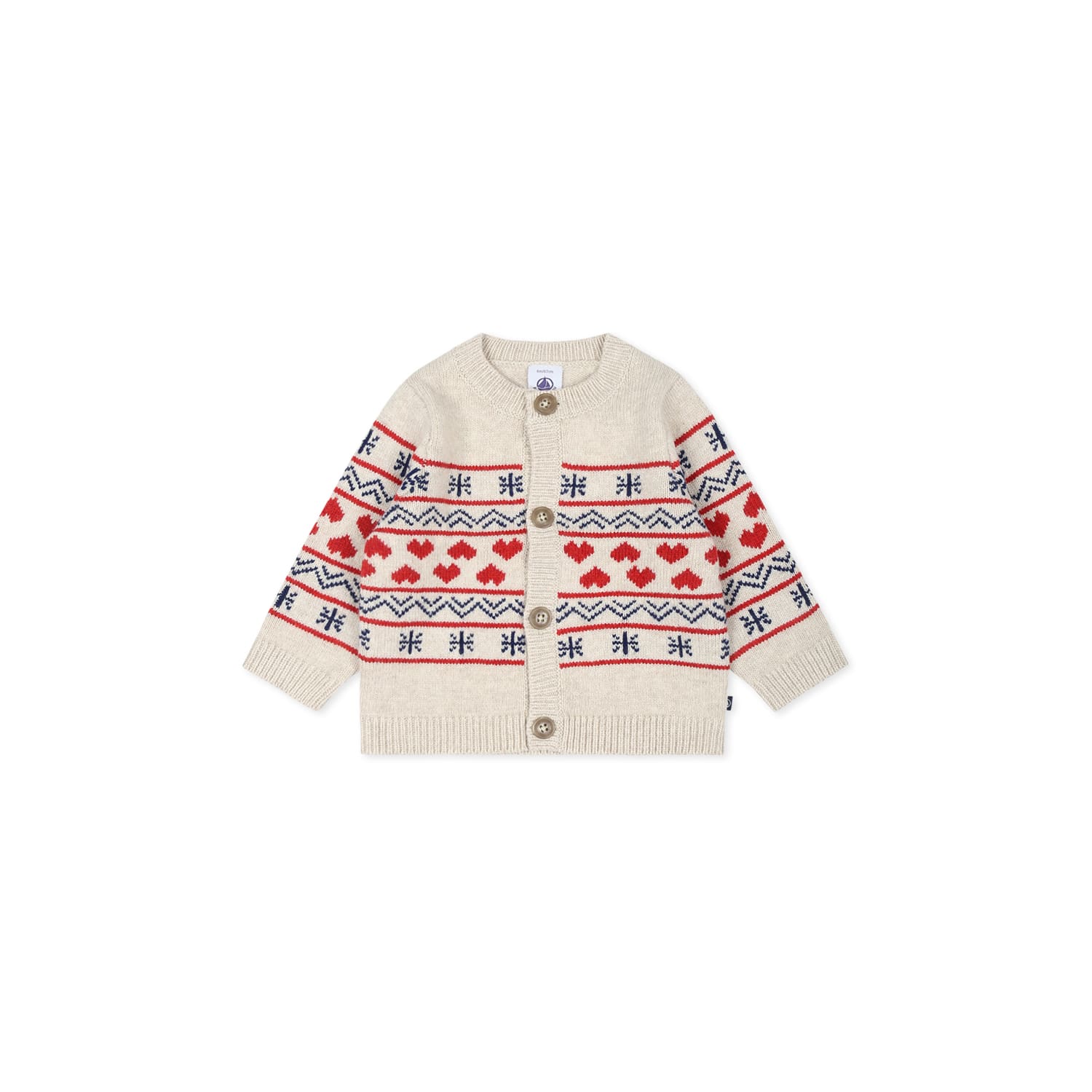 Petit Bateau Beige Cardigan For Baby Girl With Hearts