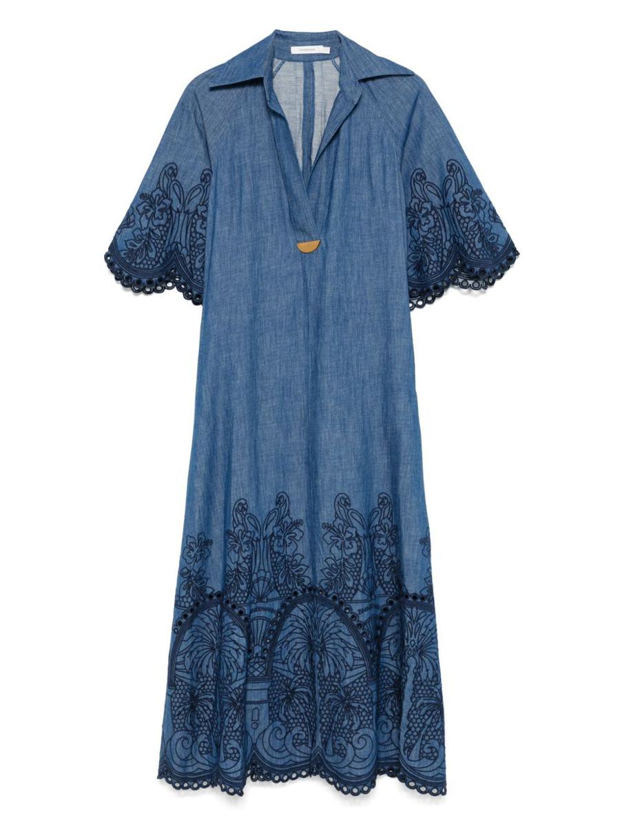 Zimmermann Coco Embroidered Denim Dress