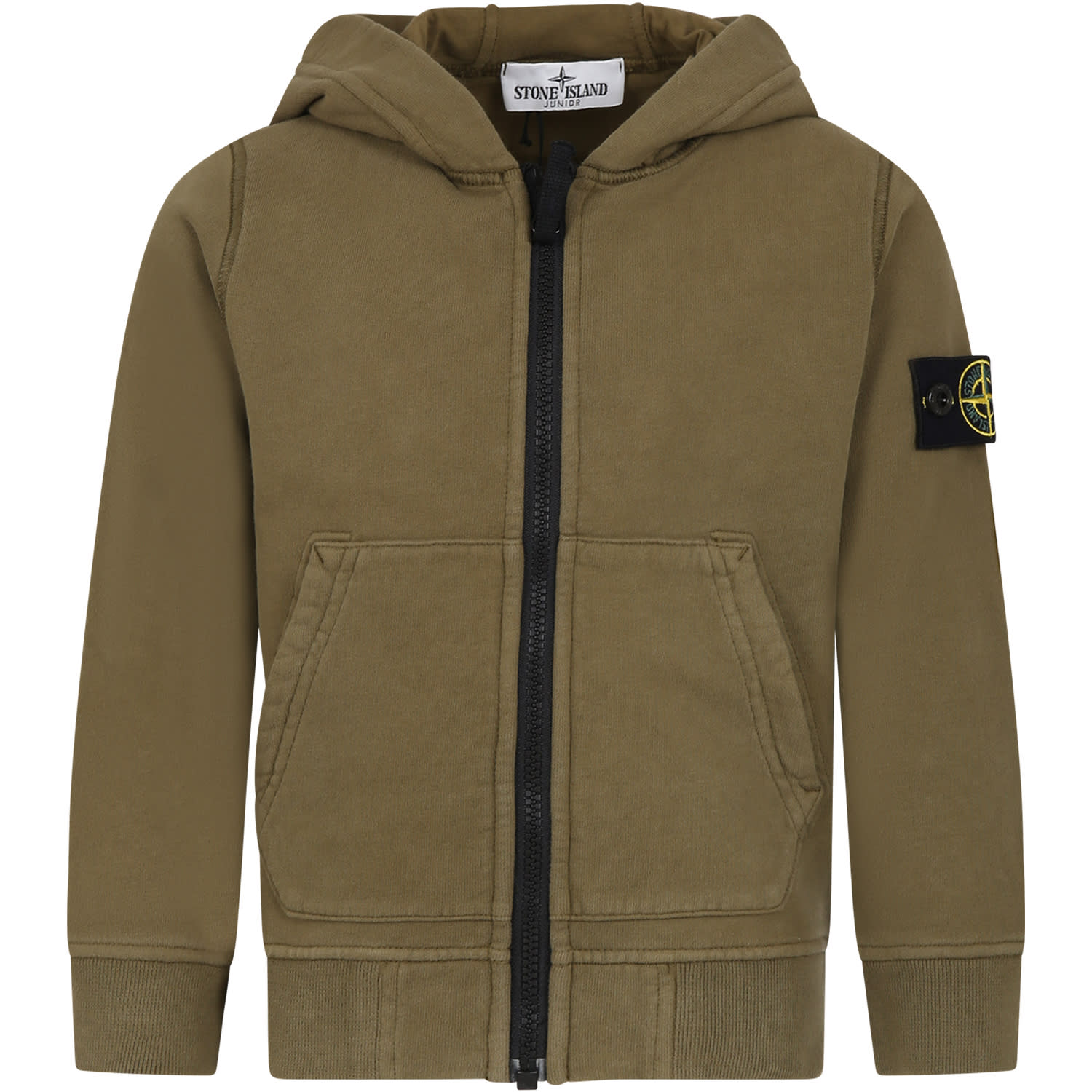 Stone Island Junior Green Sweathirt For Boy With Compass