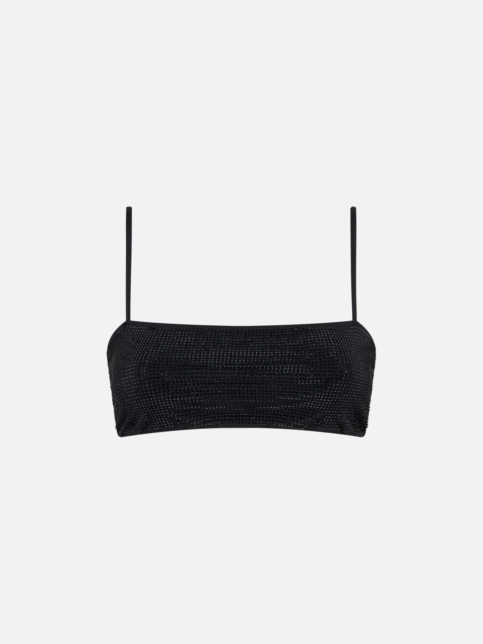 MC2 Saint Barth Woman Bandeau Black Top With Rhinestone