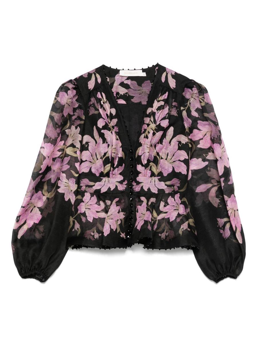 Zimmermann Linen And Silk Printed Blouse