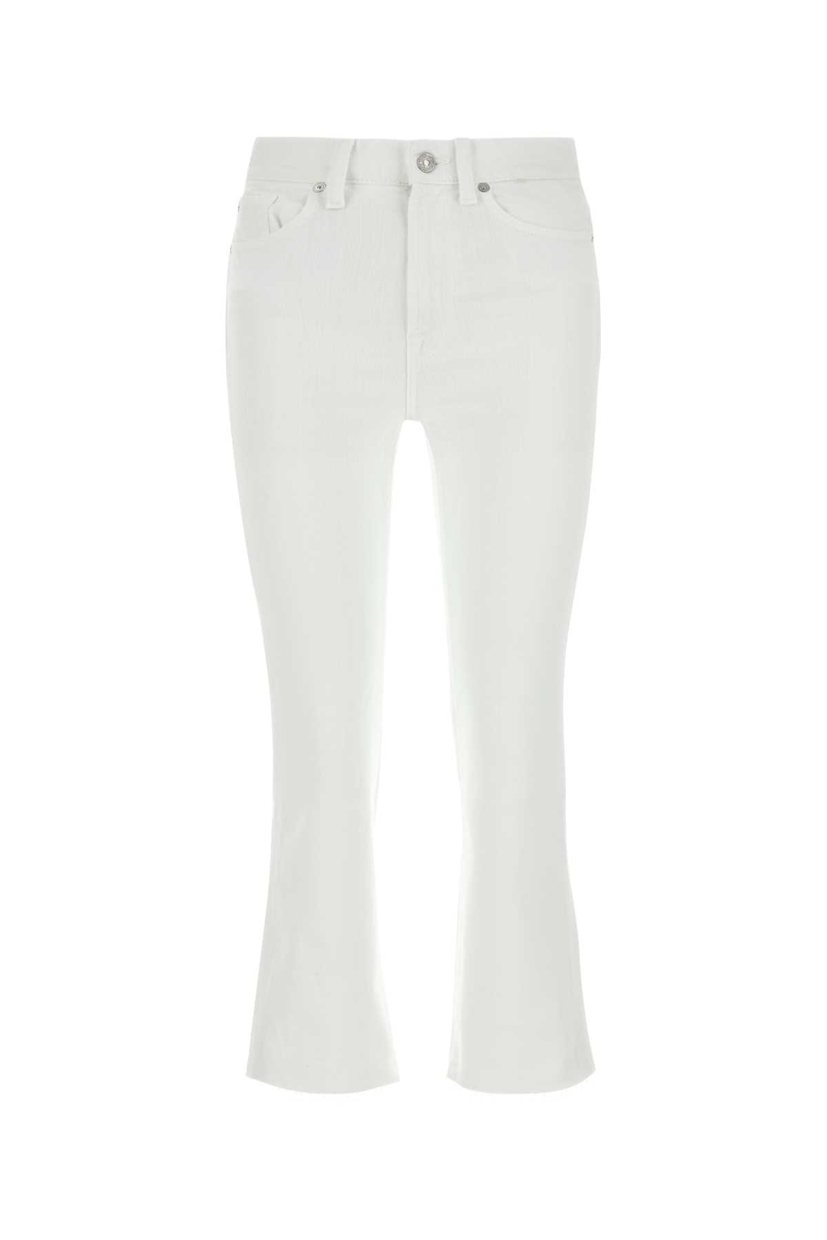 7 For All Mankind White Stretch Denim Logan Stovepipe Jeans