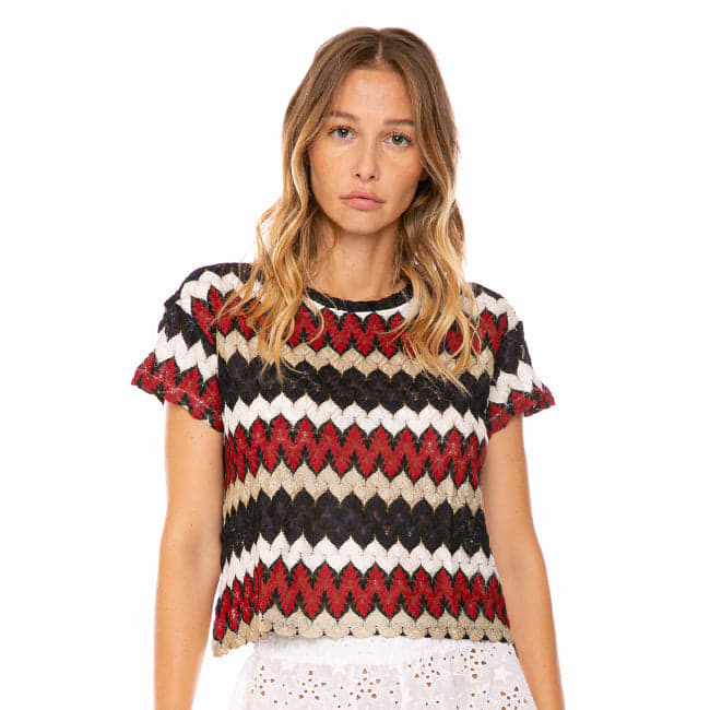 MC2 Saint Barth Burgundy Chevron Knitted Top