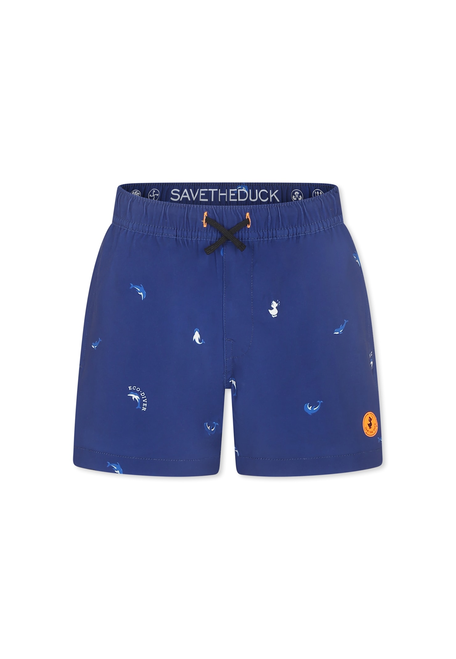 Save the Duck Blue Swim Short For Boy With Dolphin