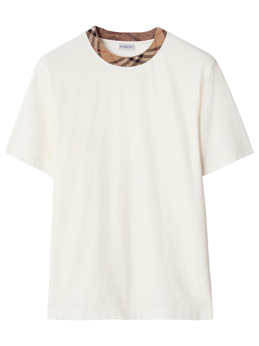 Burberry Check Trim Cotton T-Shirt Clothing