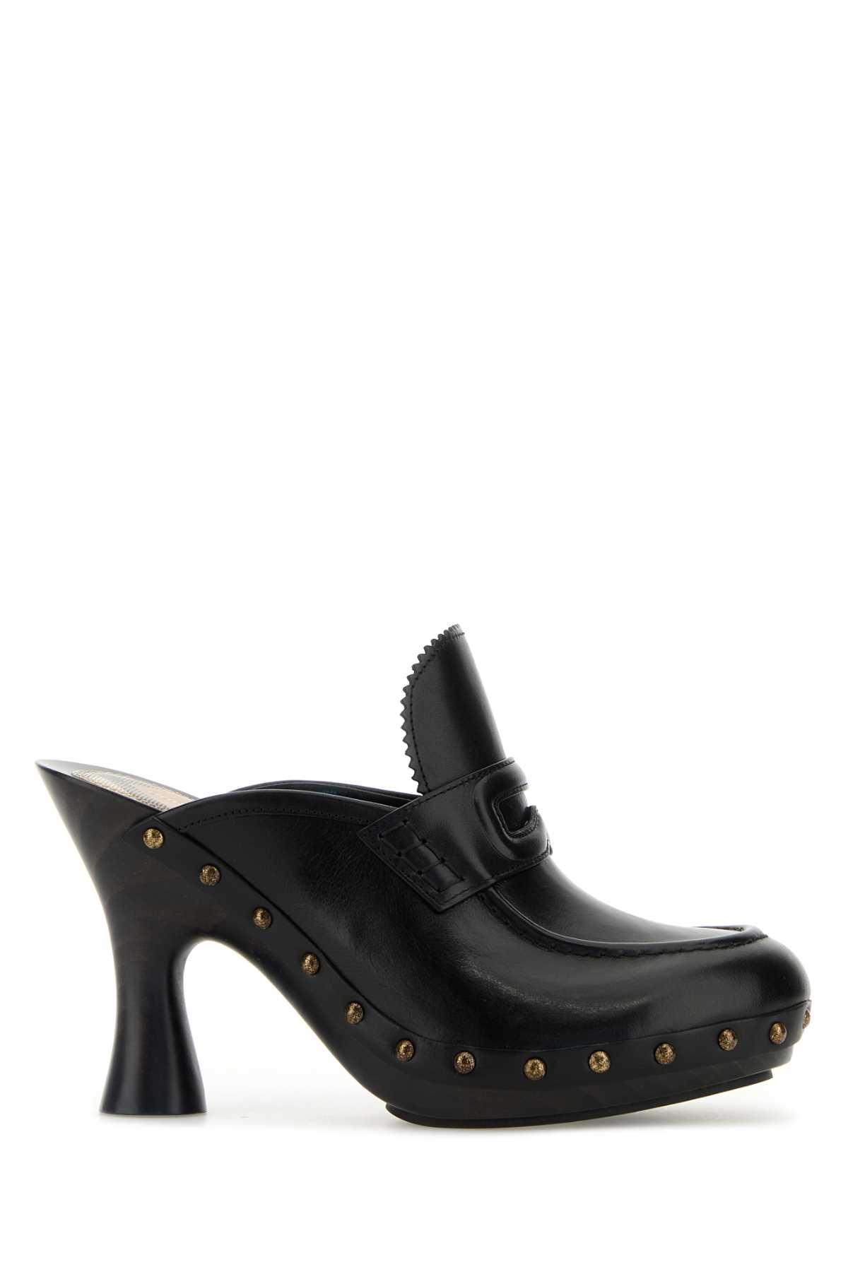 Burberry Black Leather Mules