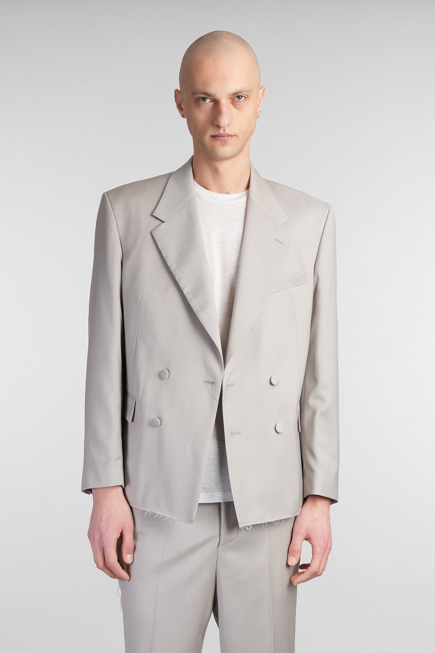 Paura Cassel Blazer In Taupe Wool
