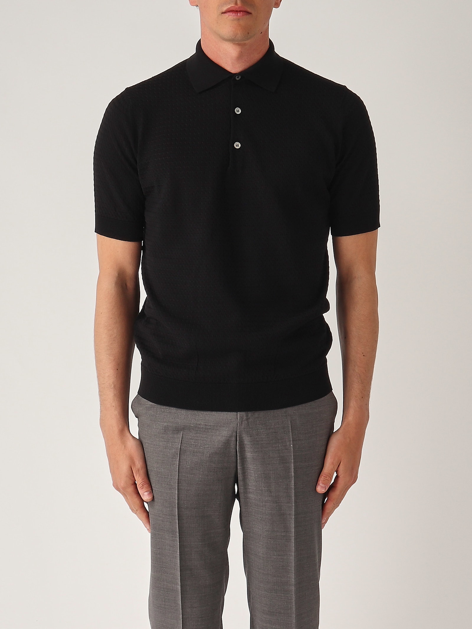 Filippo De Laurentiis M/c 3 Bottoni In Crepe Cotton Polo