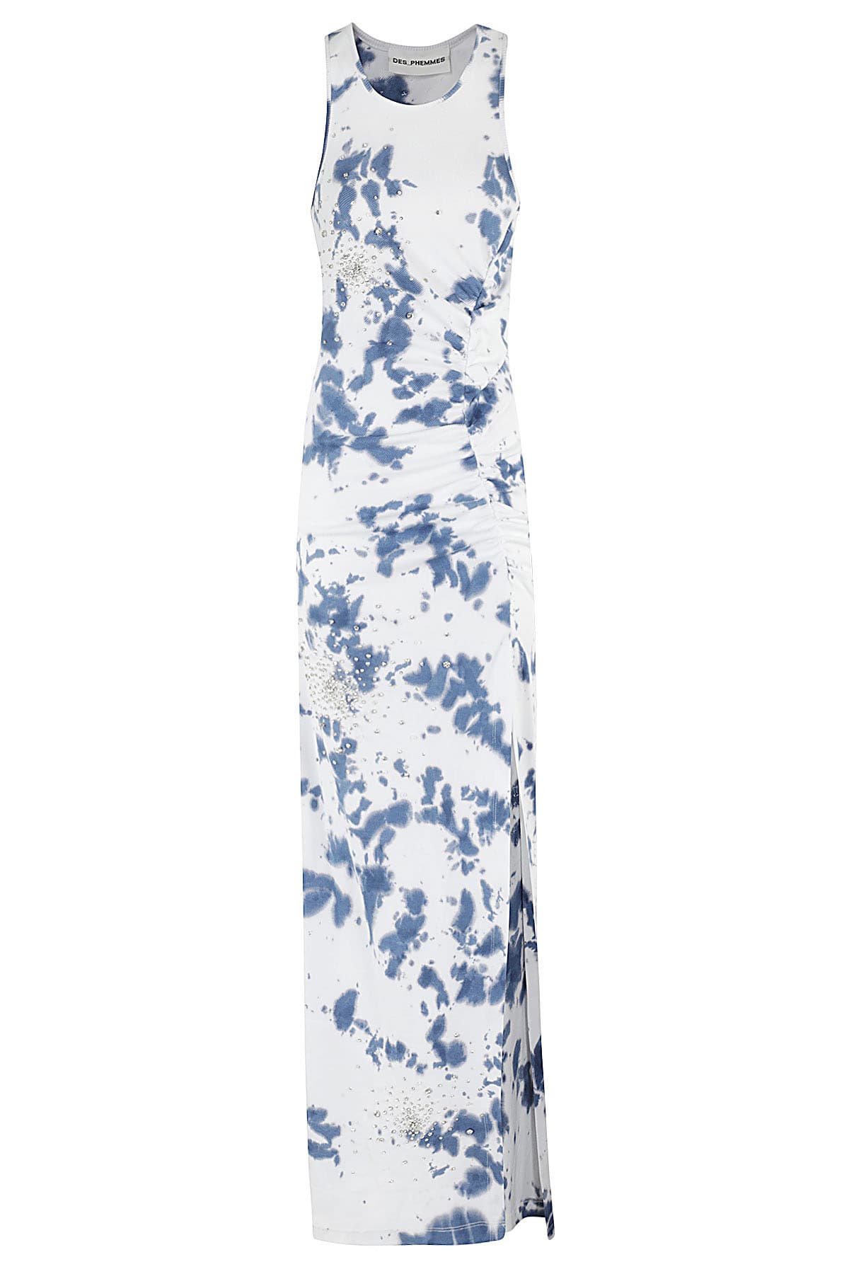 Des Phemmes Cotton Rib Tie Dye Embroidred Dress