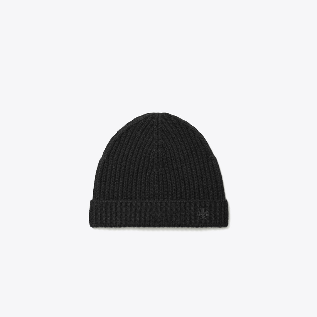 Tory Burch Ribbed Knit Cashmere Beanie