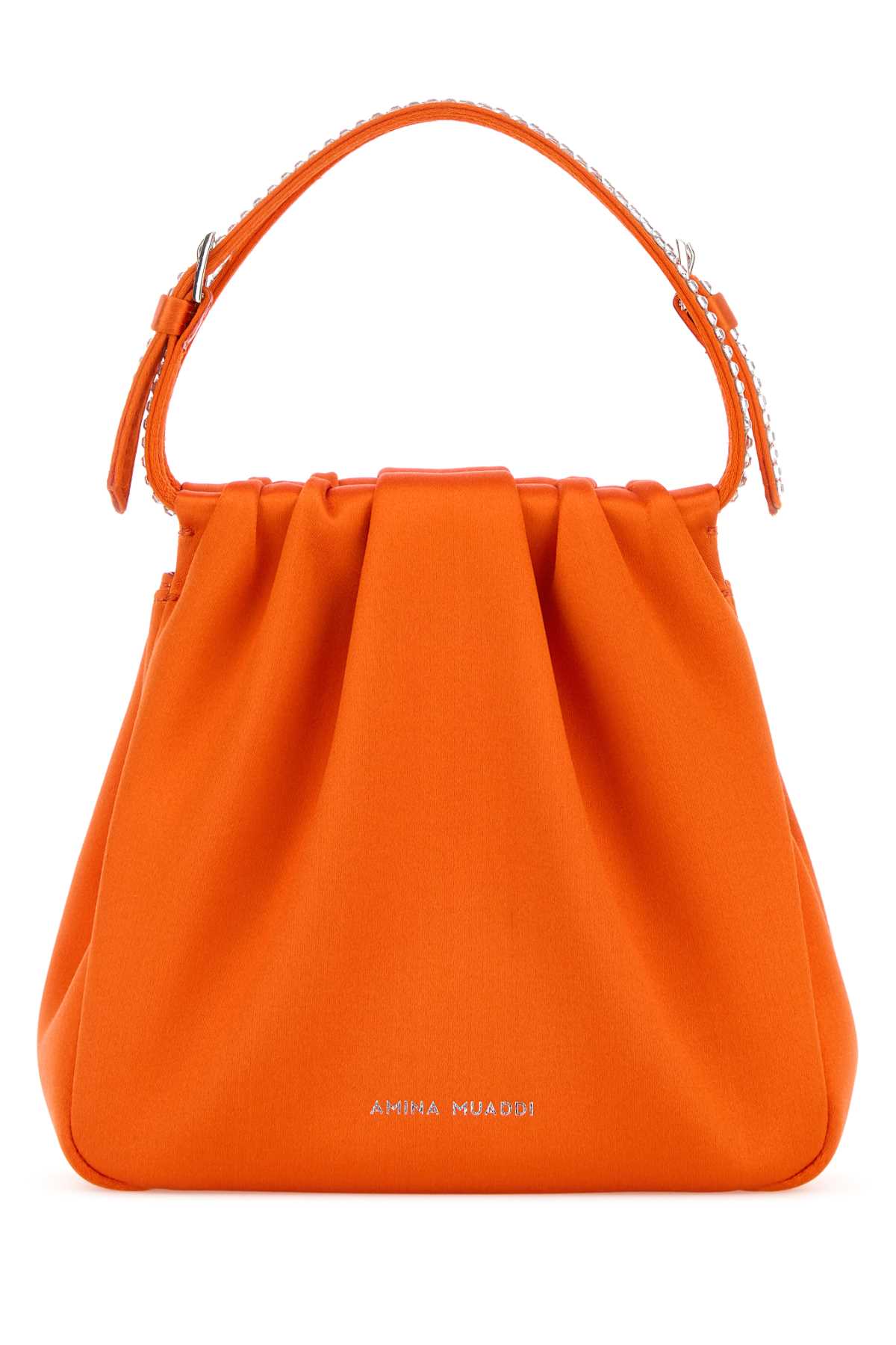 Amina Muaddi Orange Satin Vittoria Crystal Handbag