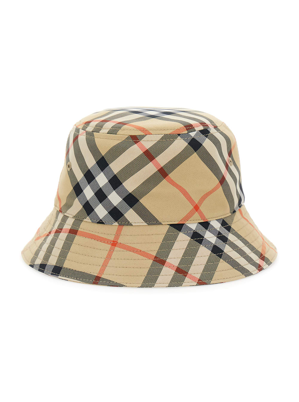 Burberry Beige Hat With All-over Check Motif In Tech Fabric Boy