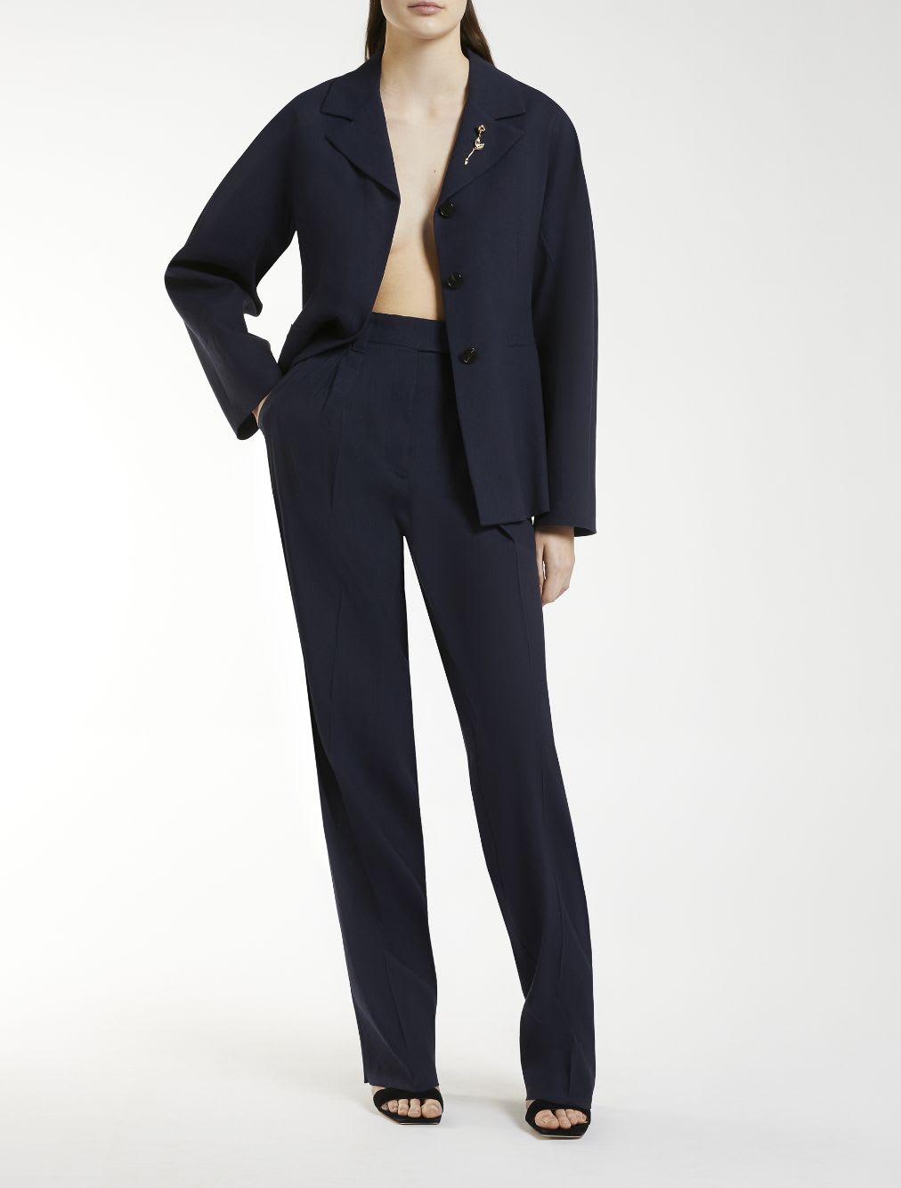 Marella Stretch Viscose And Linen Straight Trousers