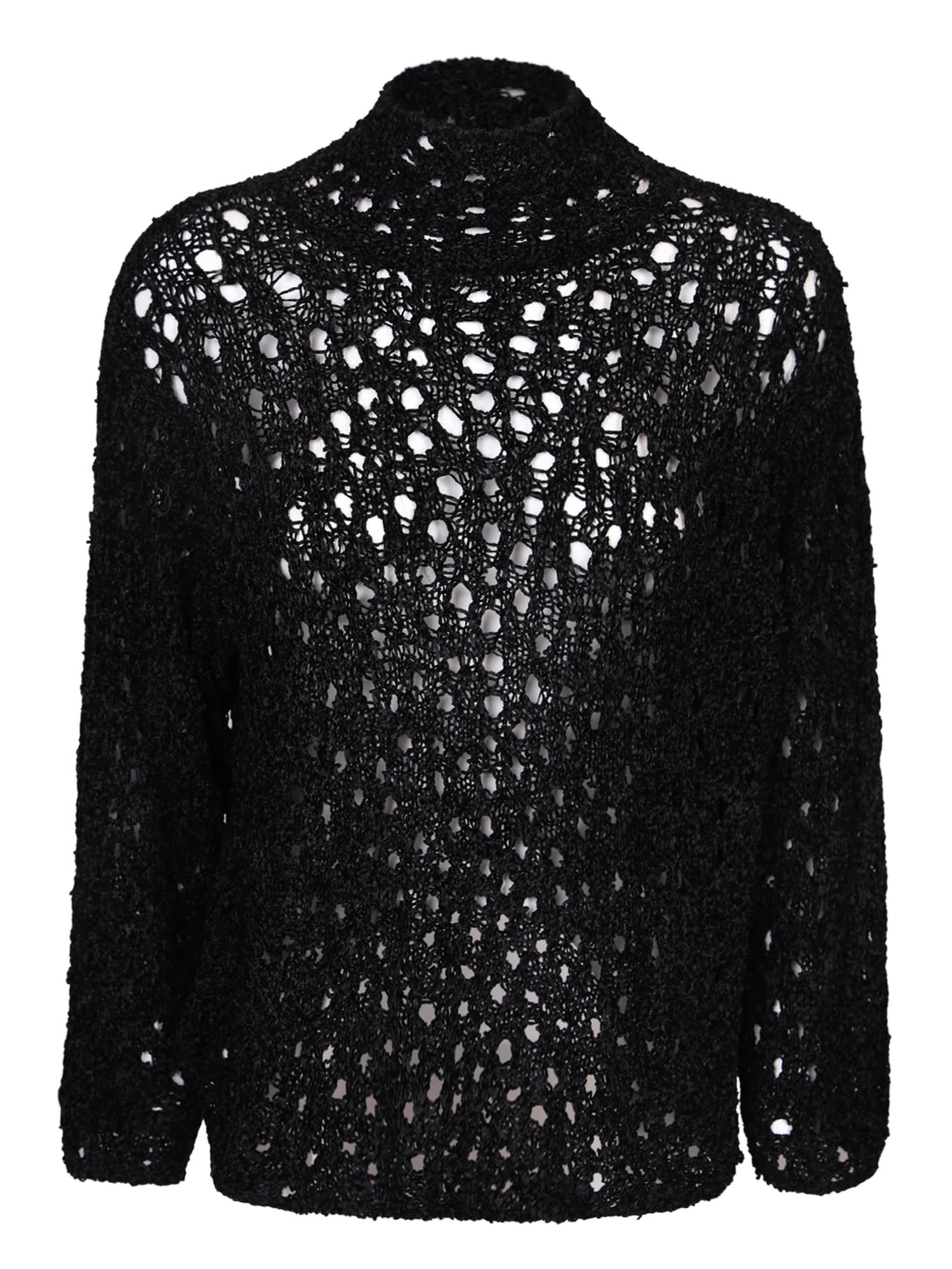 SSHEENA Perforated Knit Sweater Black