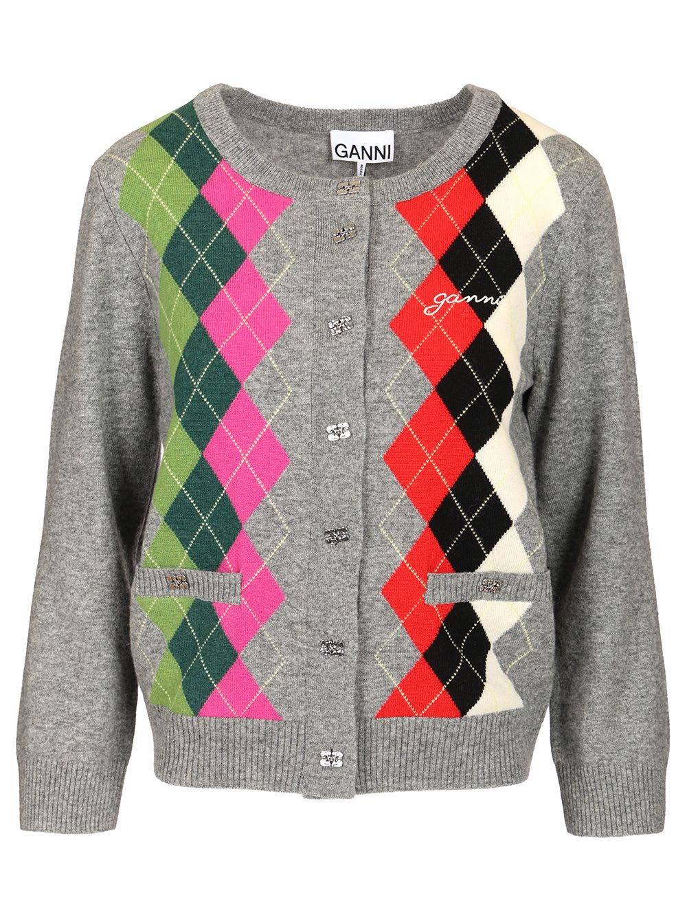 Ganni Checked Cardigan