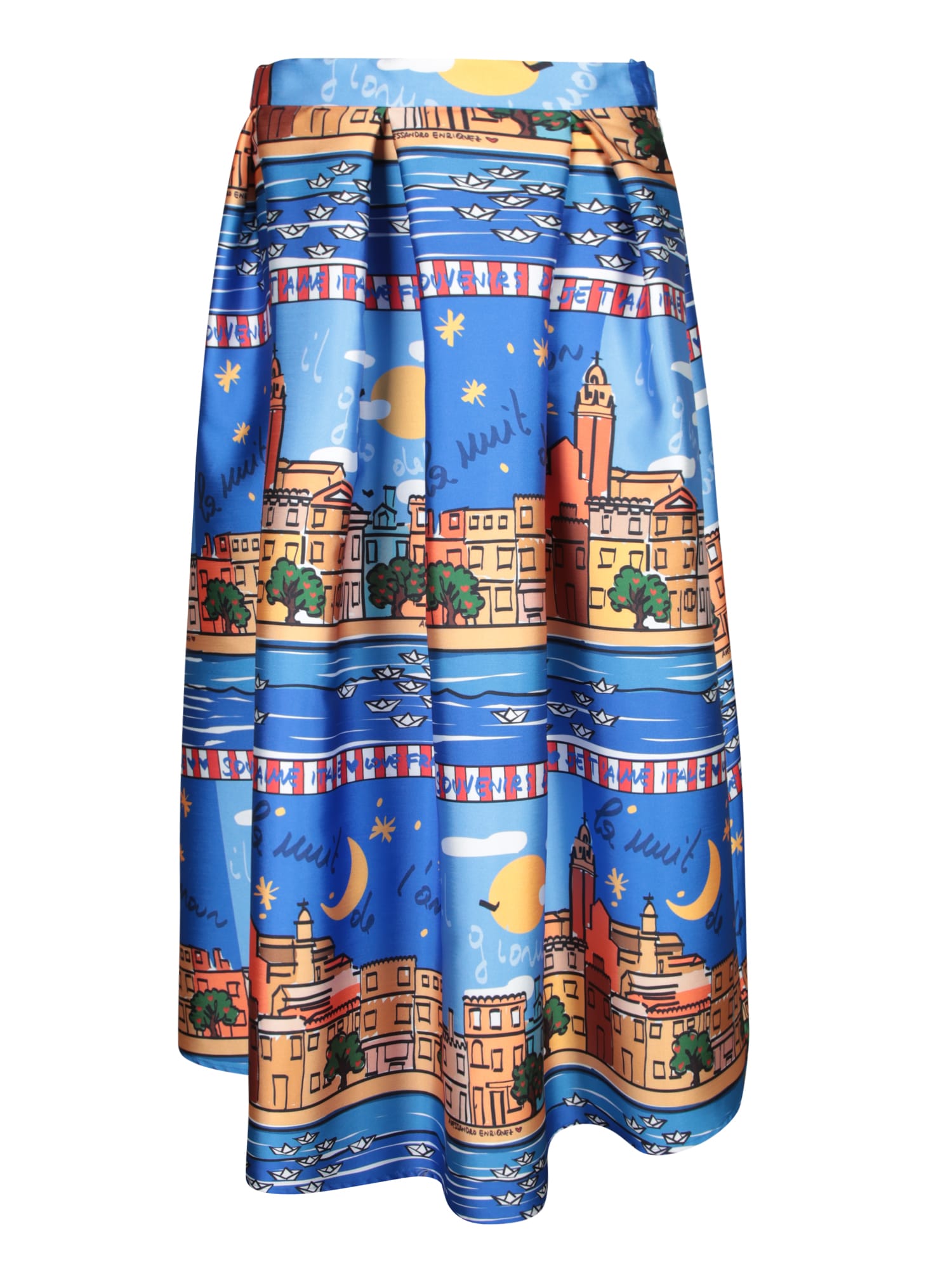 Alessandro Enriquez Duchesse Cote Long Skirt Multicolor