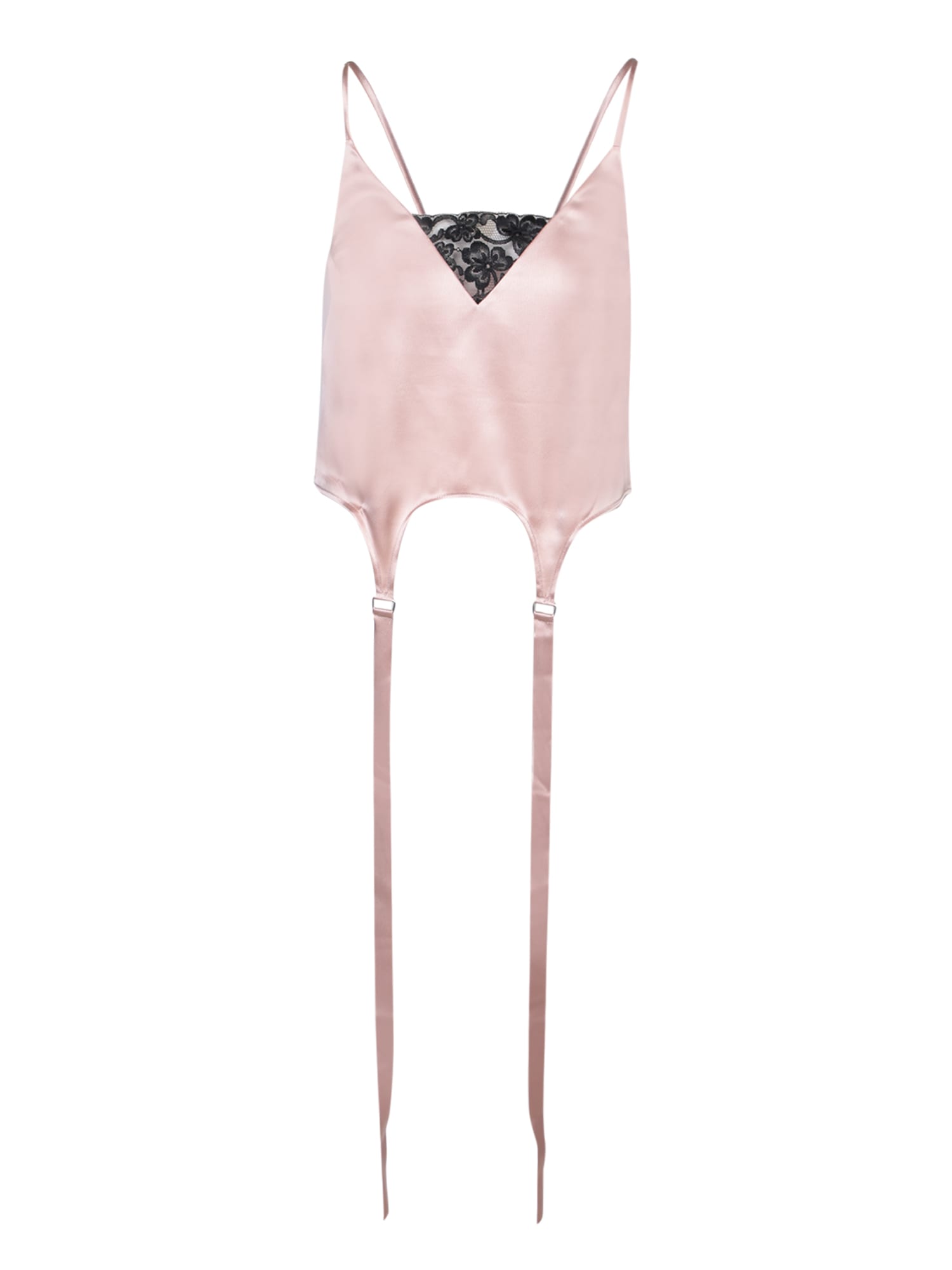 SSHEENA Nude Satin Lace Top