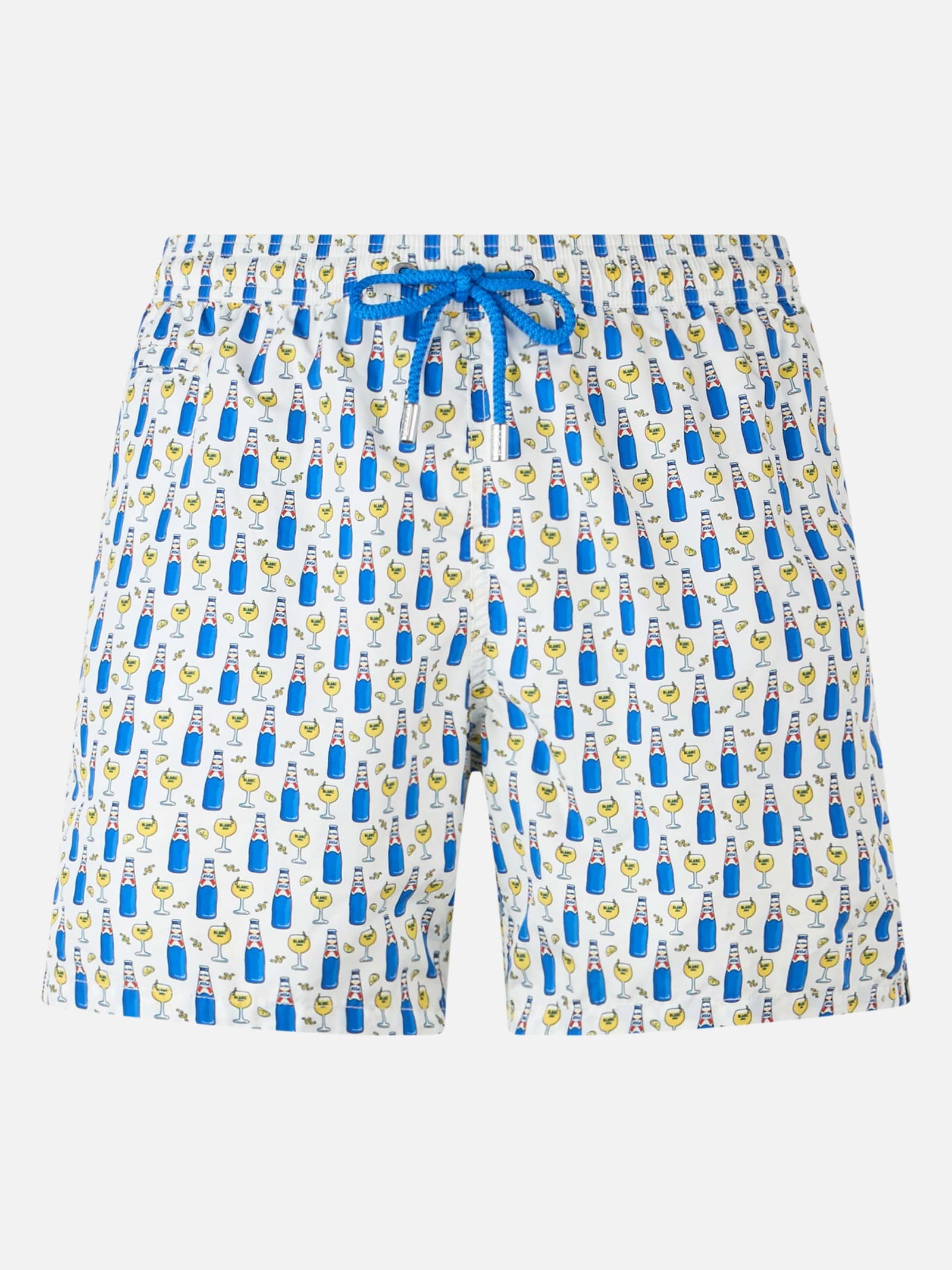 MC2 Saint Barth Man Lightweight Fabric Swim Shorts With Blanc 1664 Print Blanc 1664 Special Edition