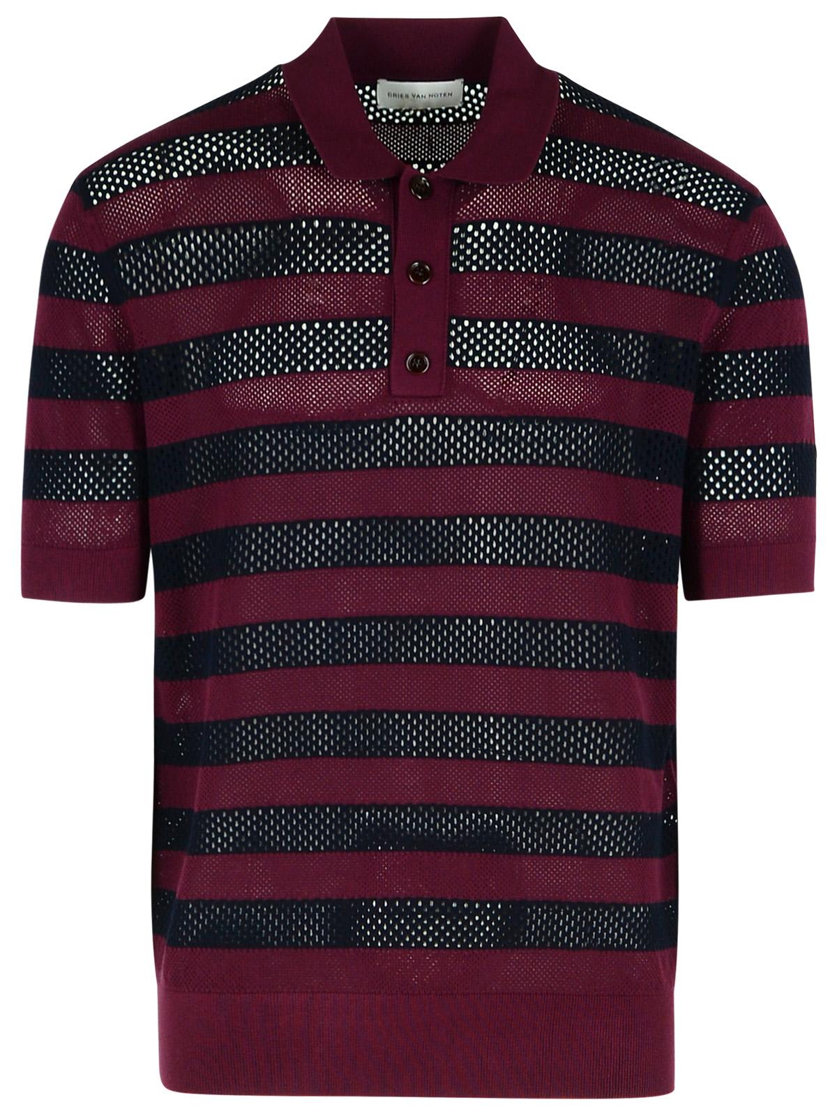 Dries Van Noten mercy 勃艮第红粘胶混纺Polo衫