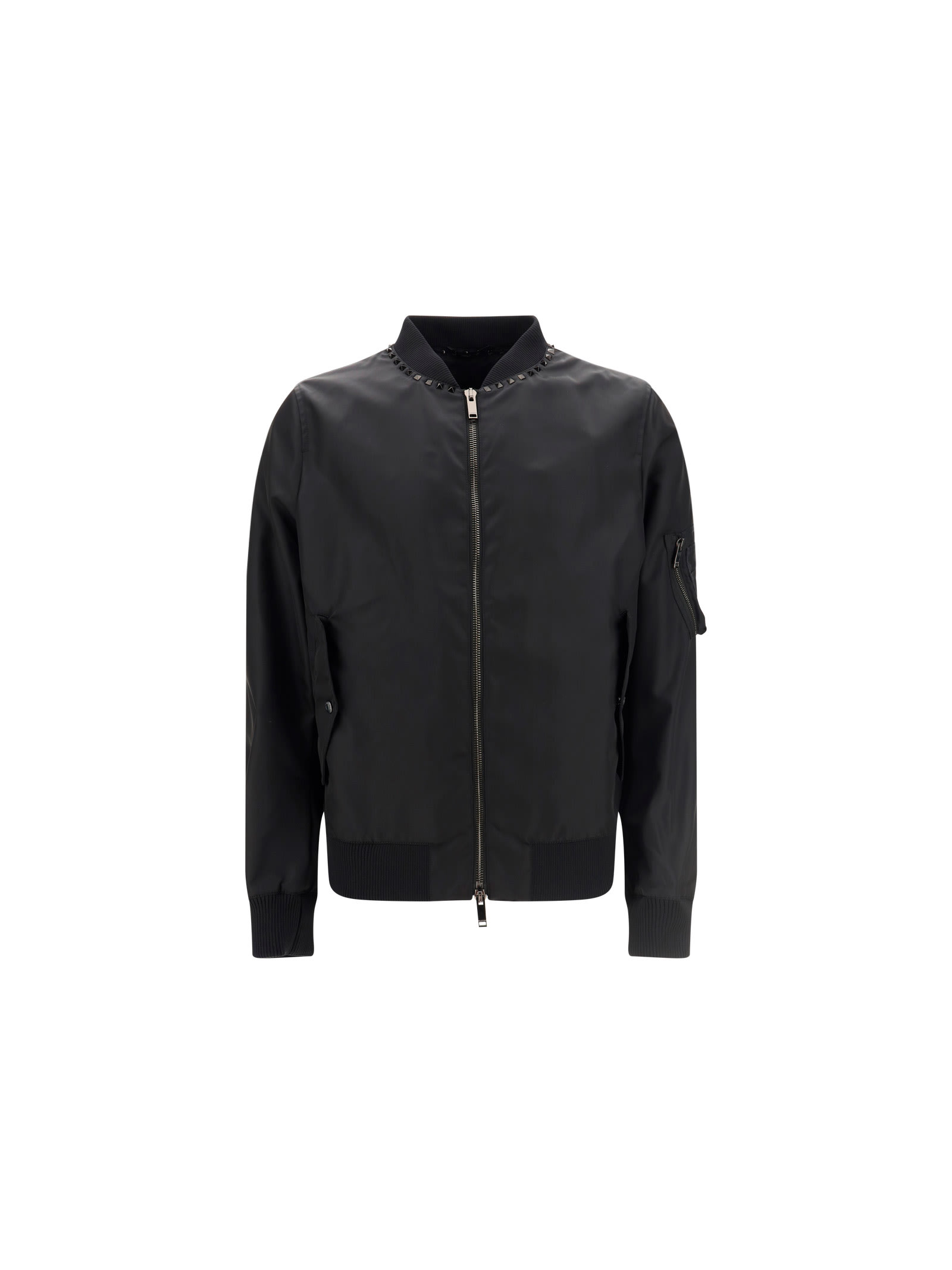 Valentino Black Nylon Bomber Jacket