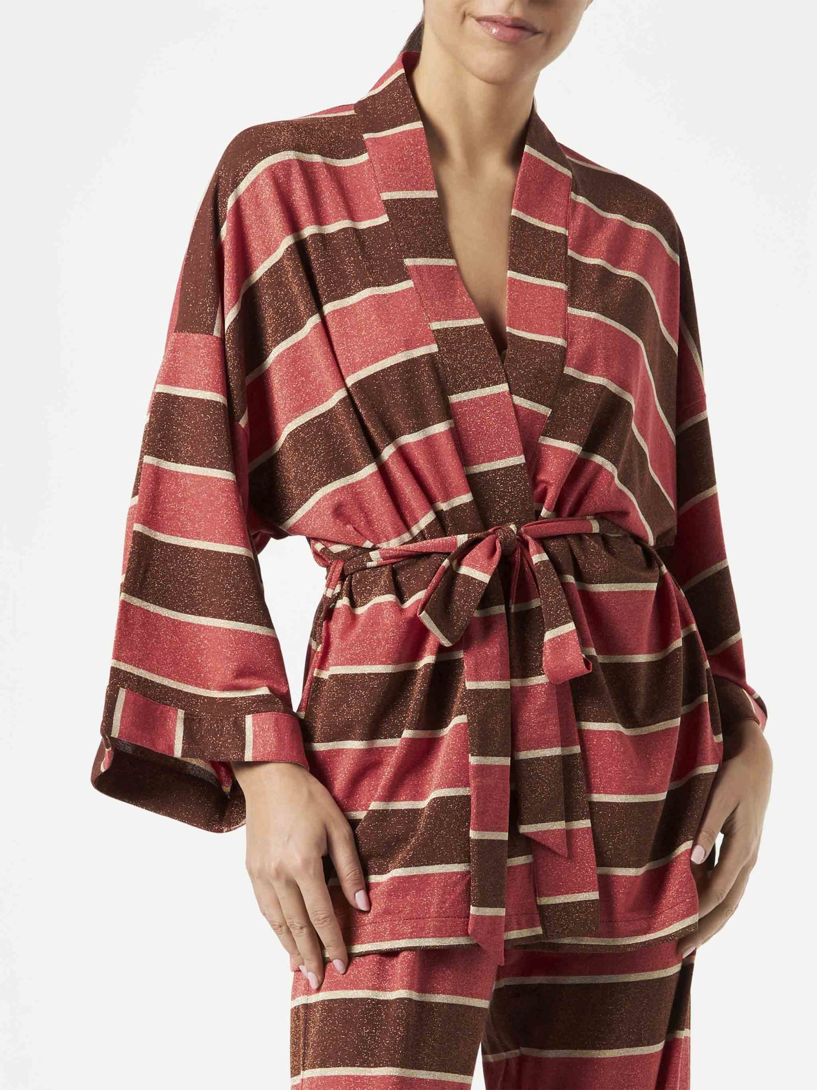 MC2 Saint Barth Striped Knitted Kimono Cardigan