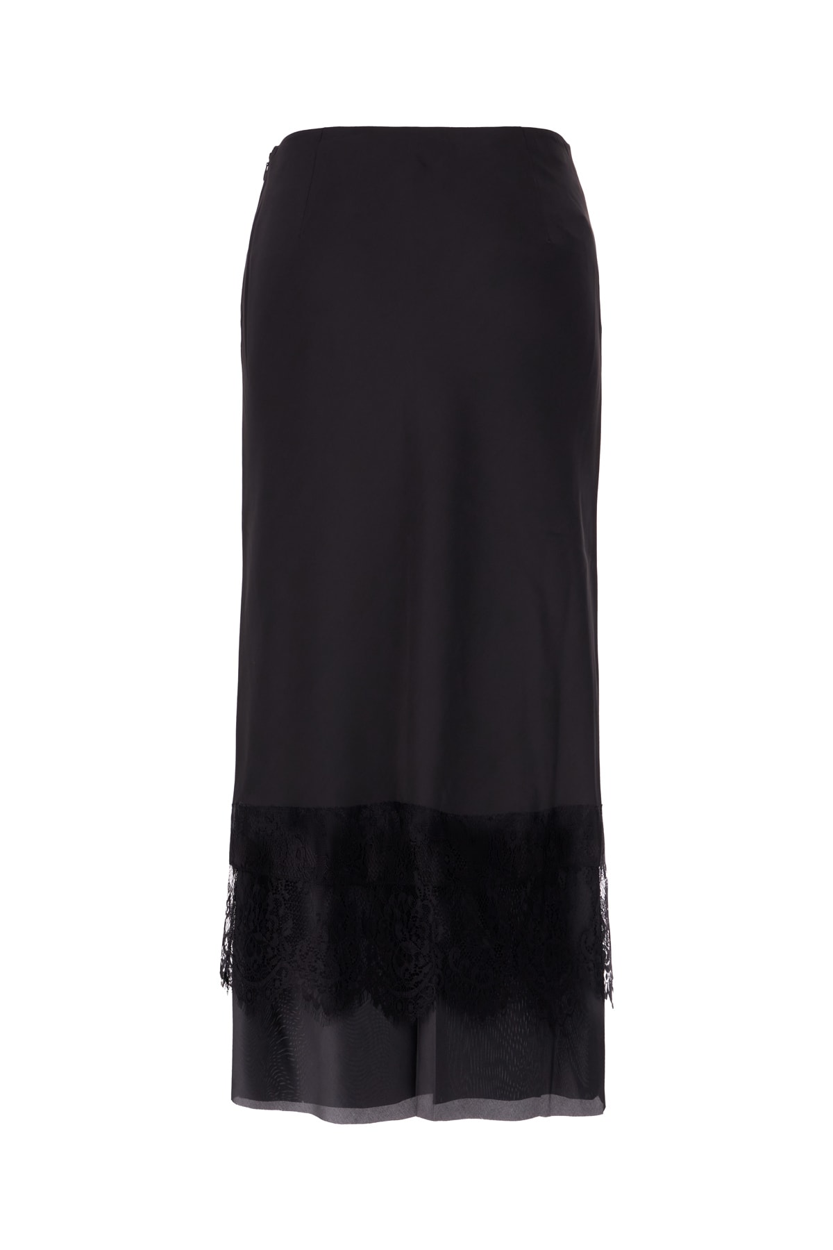 WE11 DONE Black Satin Midi Skirt