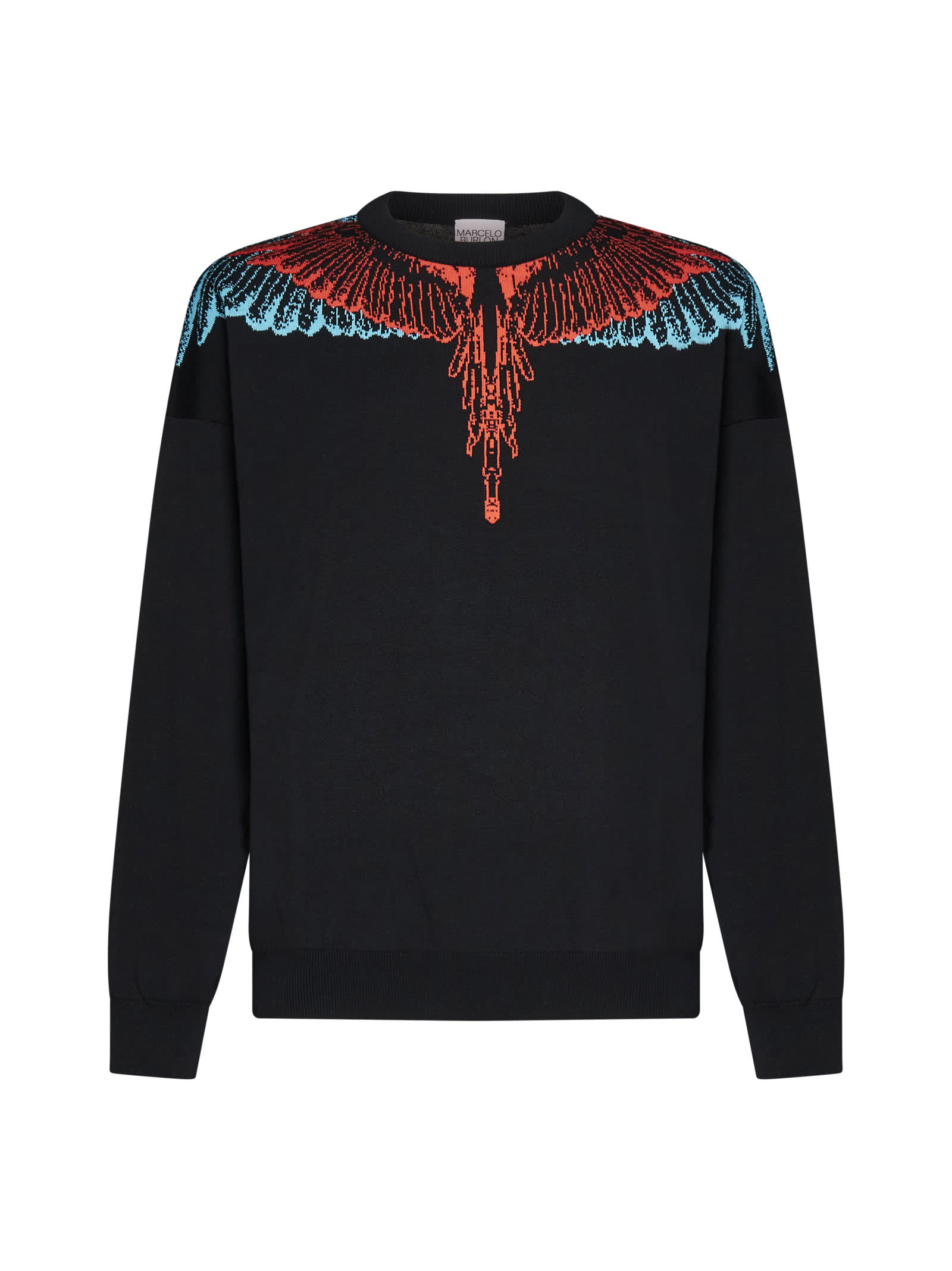 Marcelo Burlon Icon Wings Knit Boxy Crewneck Sweatshirt