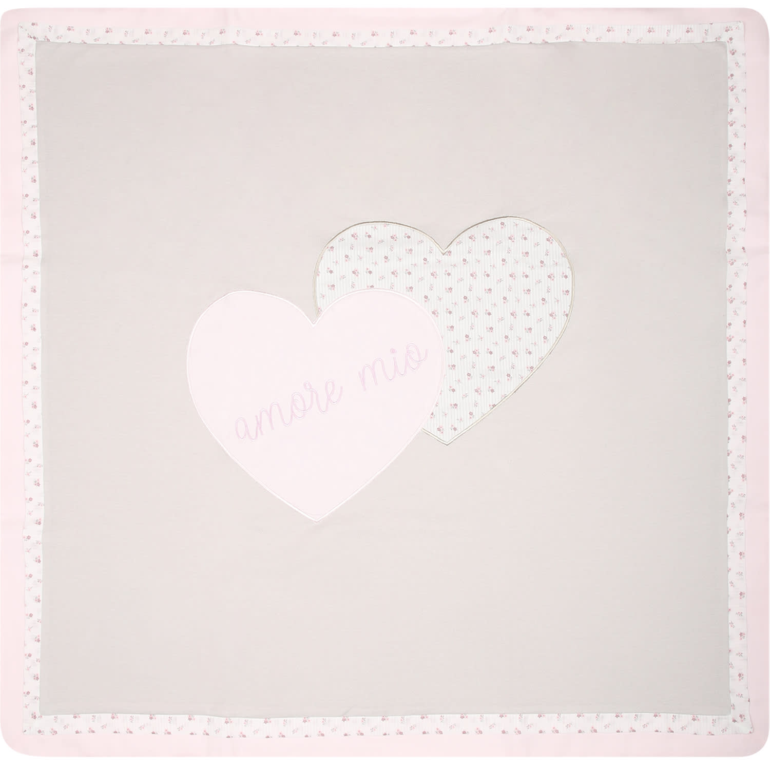 La stupenderia Beige Blanket For Baby Girl With Hearts And Writing