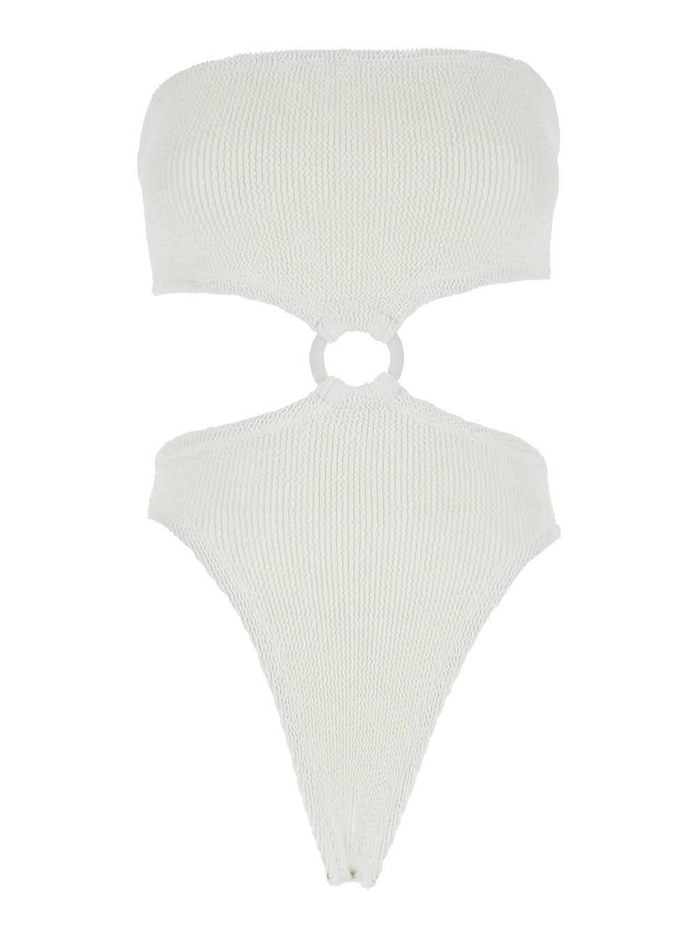 Hunza G jerry White Sleeveless Swimsuit With Tonal Loop In Tech Fabric Woman
