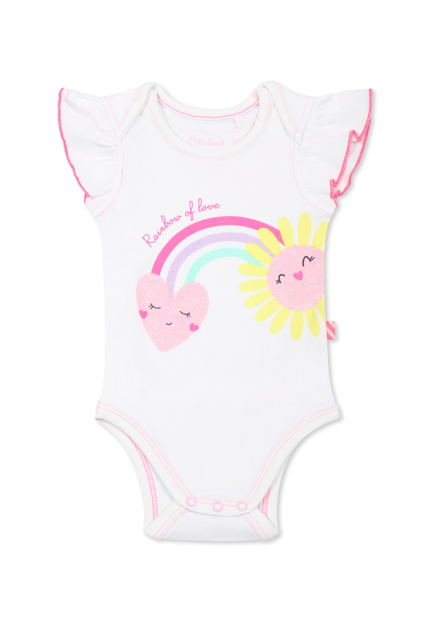 Billieblush White Bodysuit For Baby Girl With Rainbow