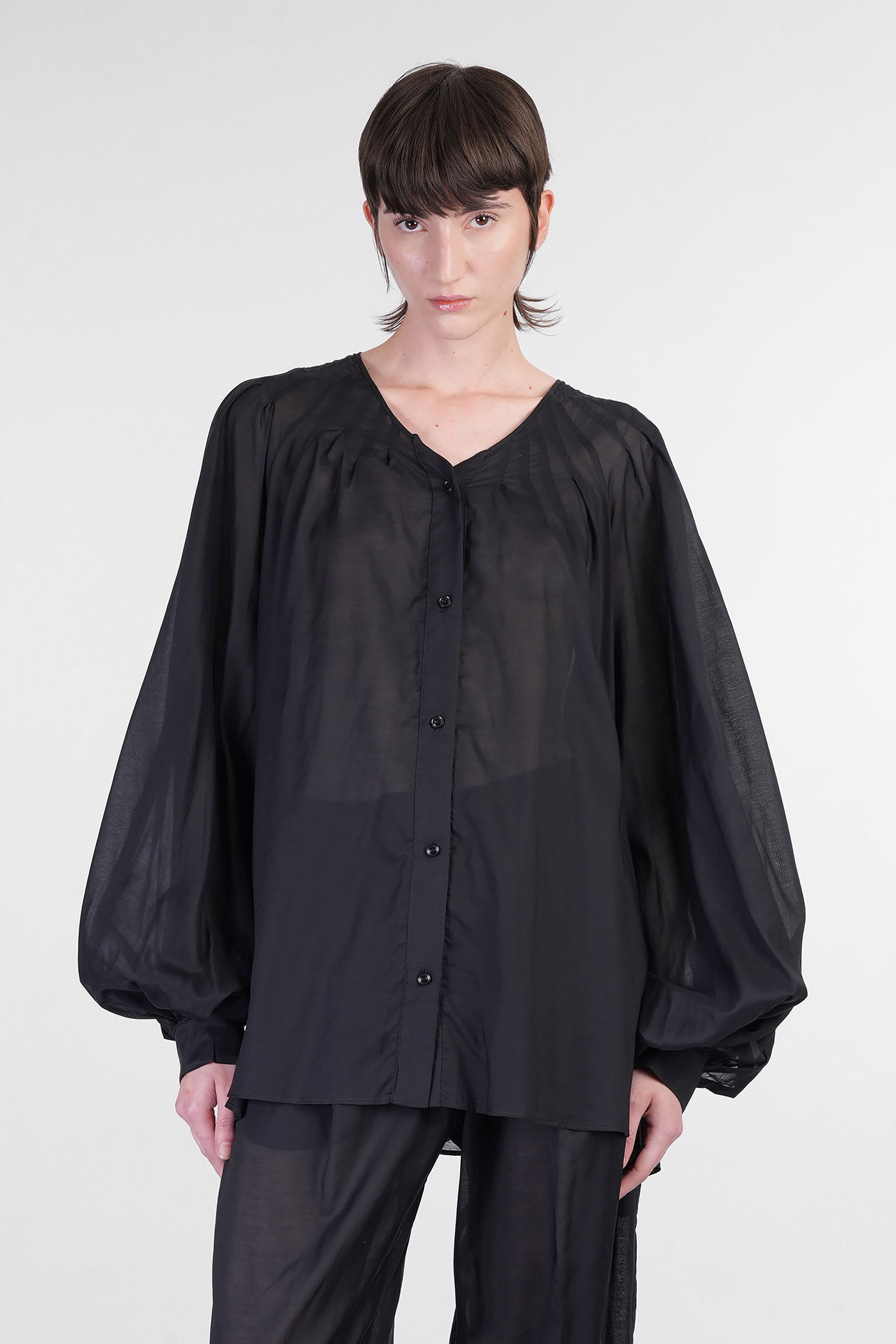TheLatest Biro Shirt In Black Cotton