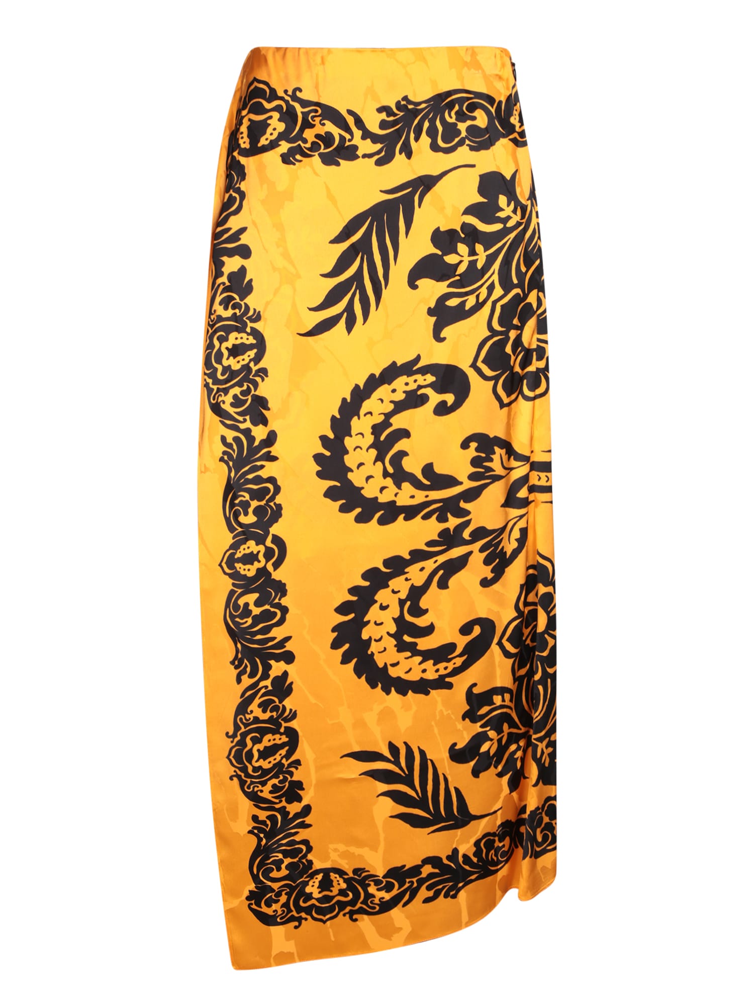Etro Paisley Wrap Skirt In Black And Orange
