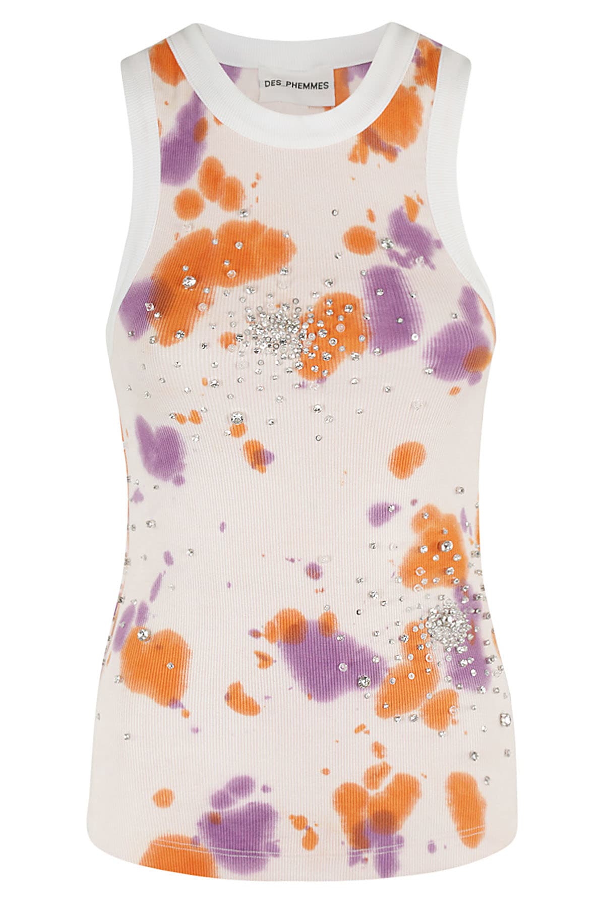 Des Phemmes Tie Dye Splash Embroidery Tank Top