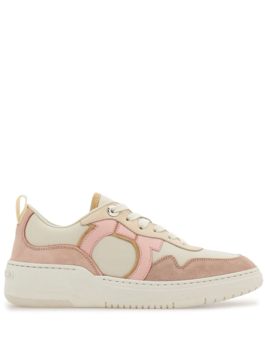 Salvatore Ferragamo Gancini Leather And Suede Sneakers Shoes