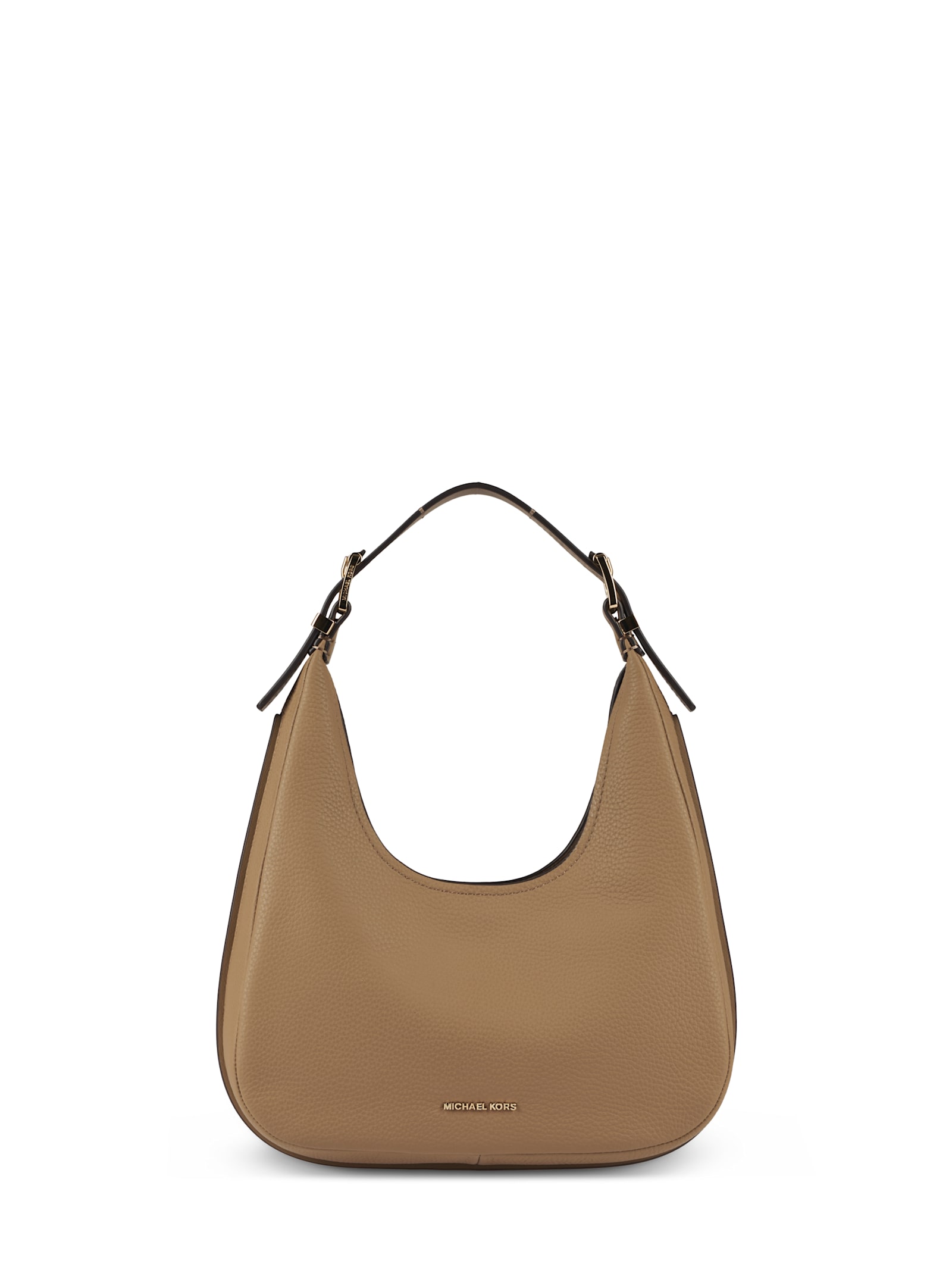Michael Kors nolita Beige Shoulder Bag With Logo Lettering On The Front In Hammered Leather Woman