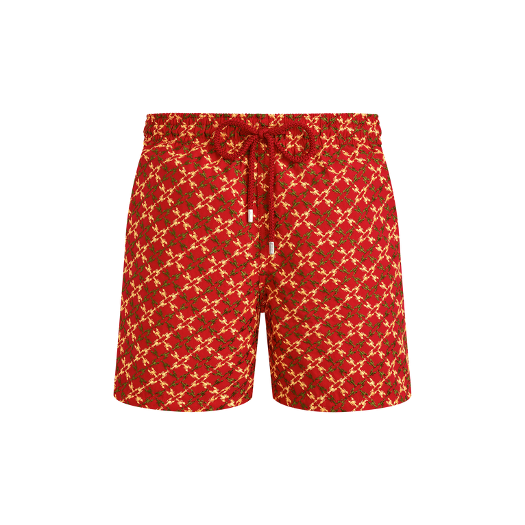 Vilebrequin Men Swim Shorts Embroidered Homard Pixel - Swimming Trunk - Mistral - Red - Size M