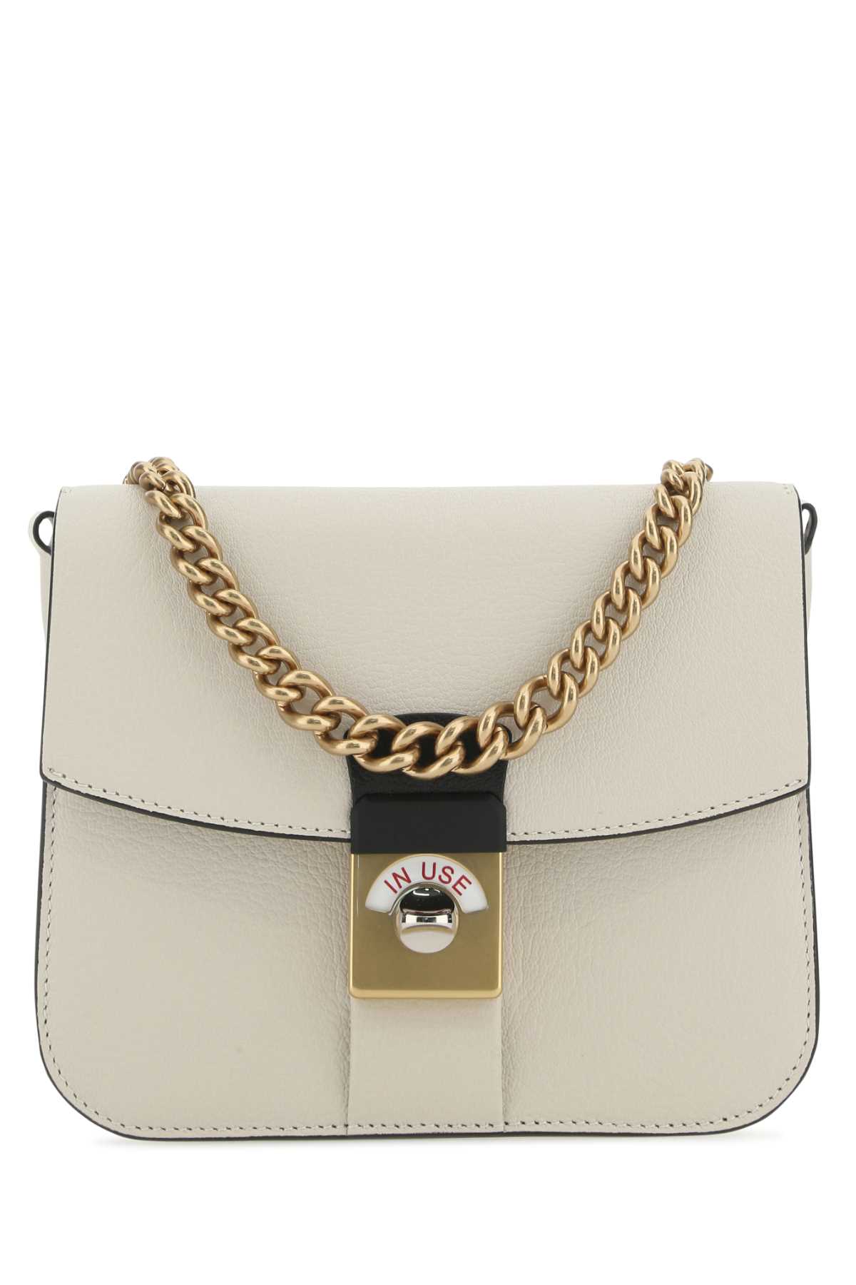 Maison Margiela Two-tone Leather And Cotton New Lock Square Handbag