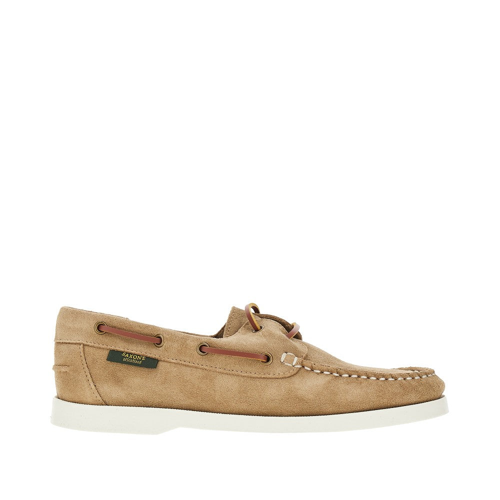 SAXONE 'Islay' suede leather boat shoes Man