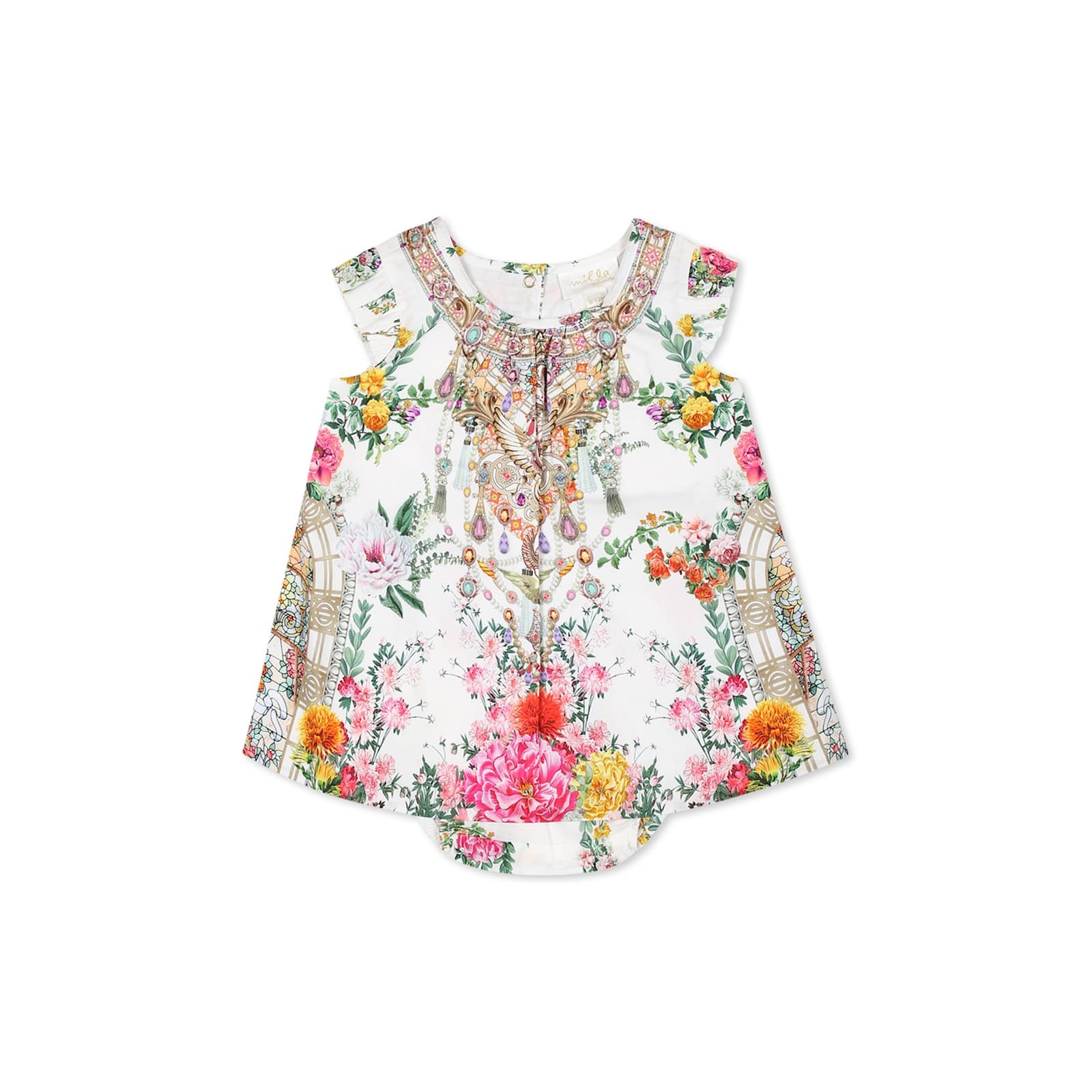 Camilla Ivory Suit For Baby Girl With Floral Print