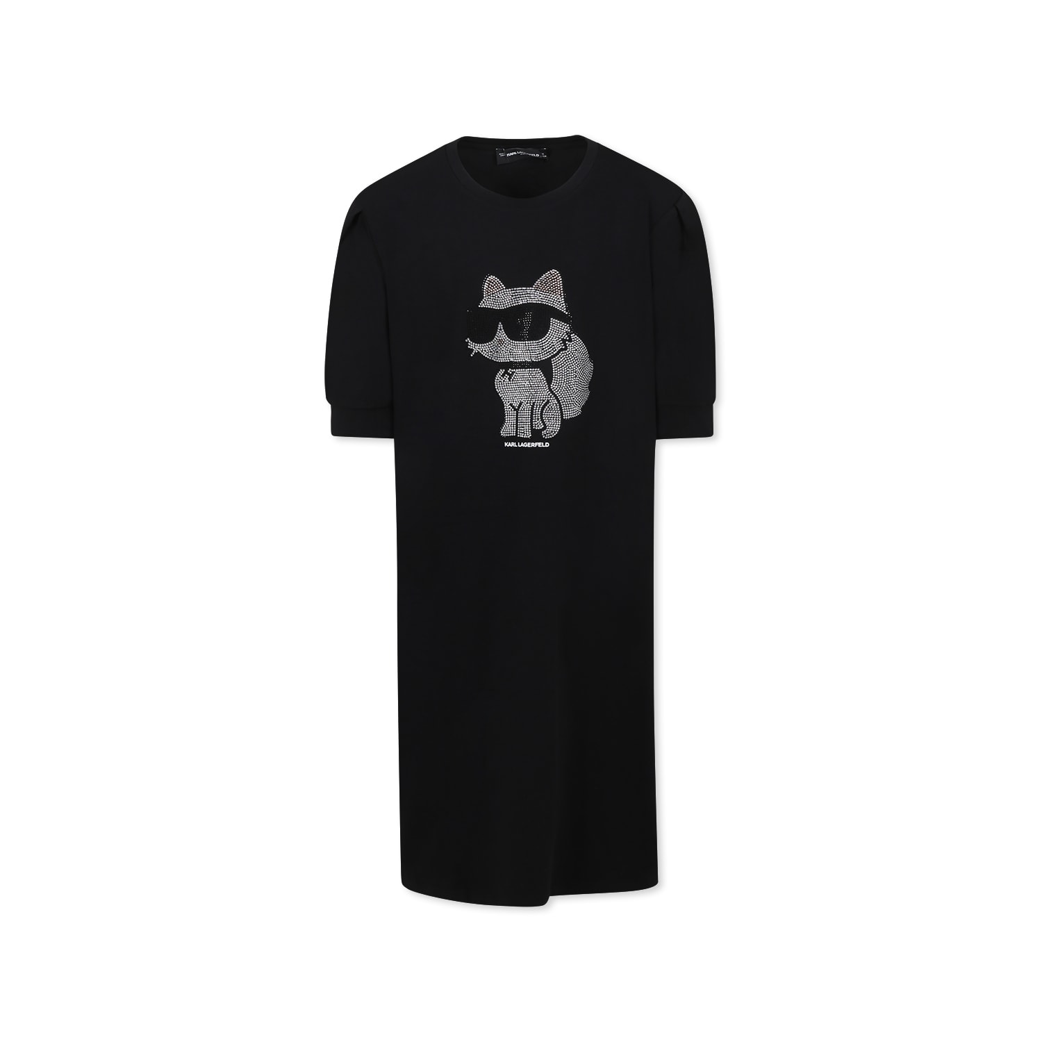 Karl Lagerfeld Kids Black Dress For Girl With Choupette