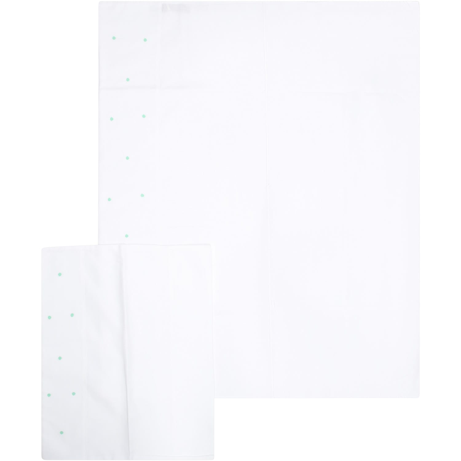 Little Bear White Sheet For Baby Kids With Green Polka Dots