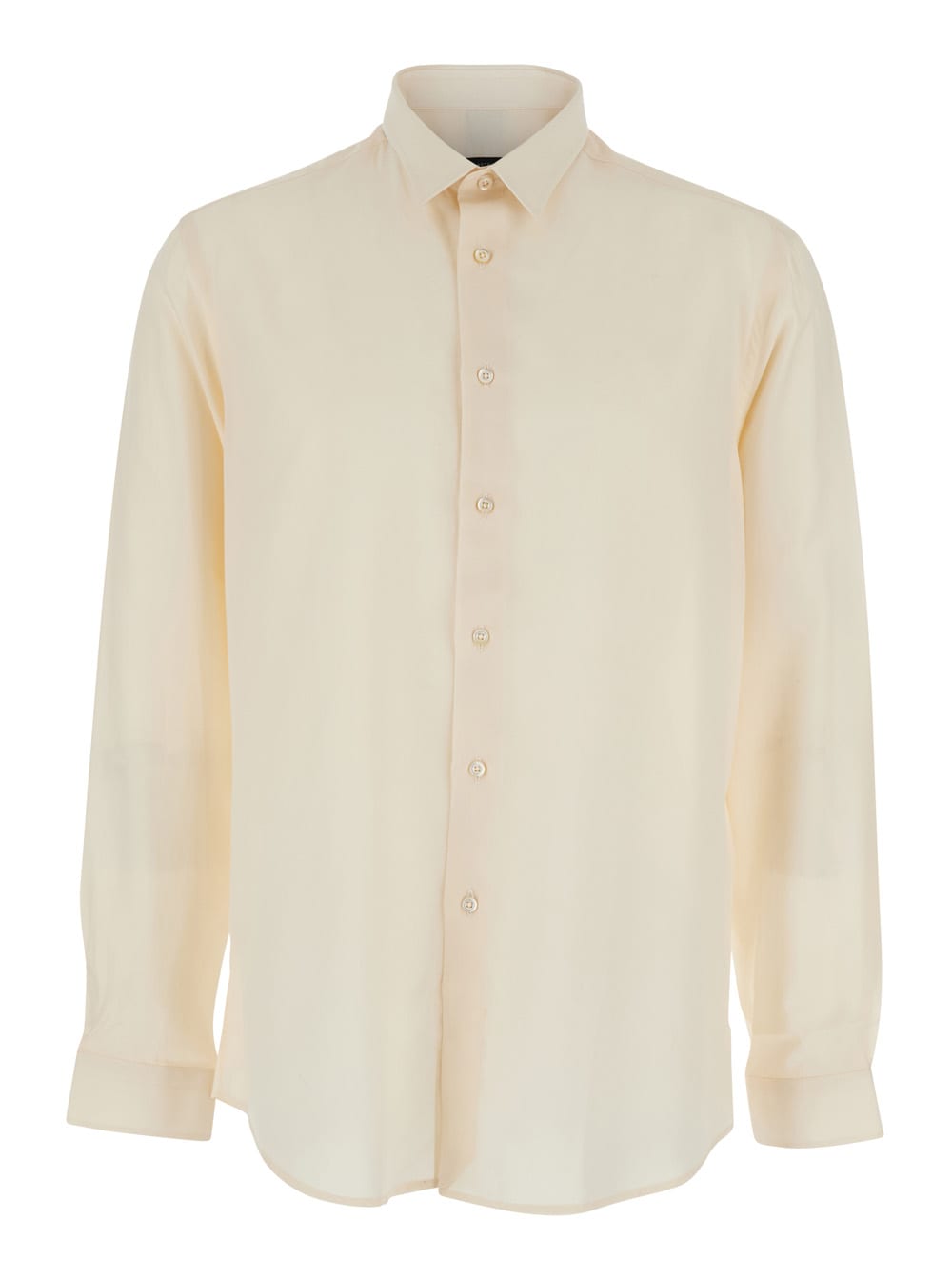 Low Brand Beige Shirt With Classic Collar In Tech Fabric Man