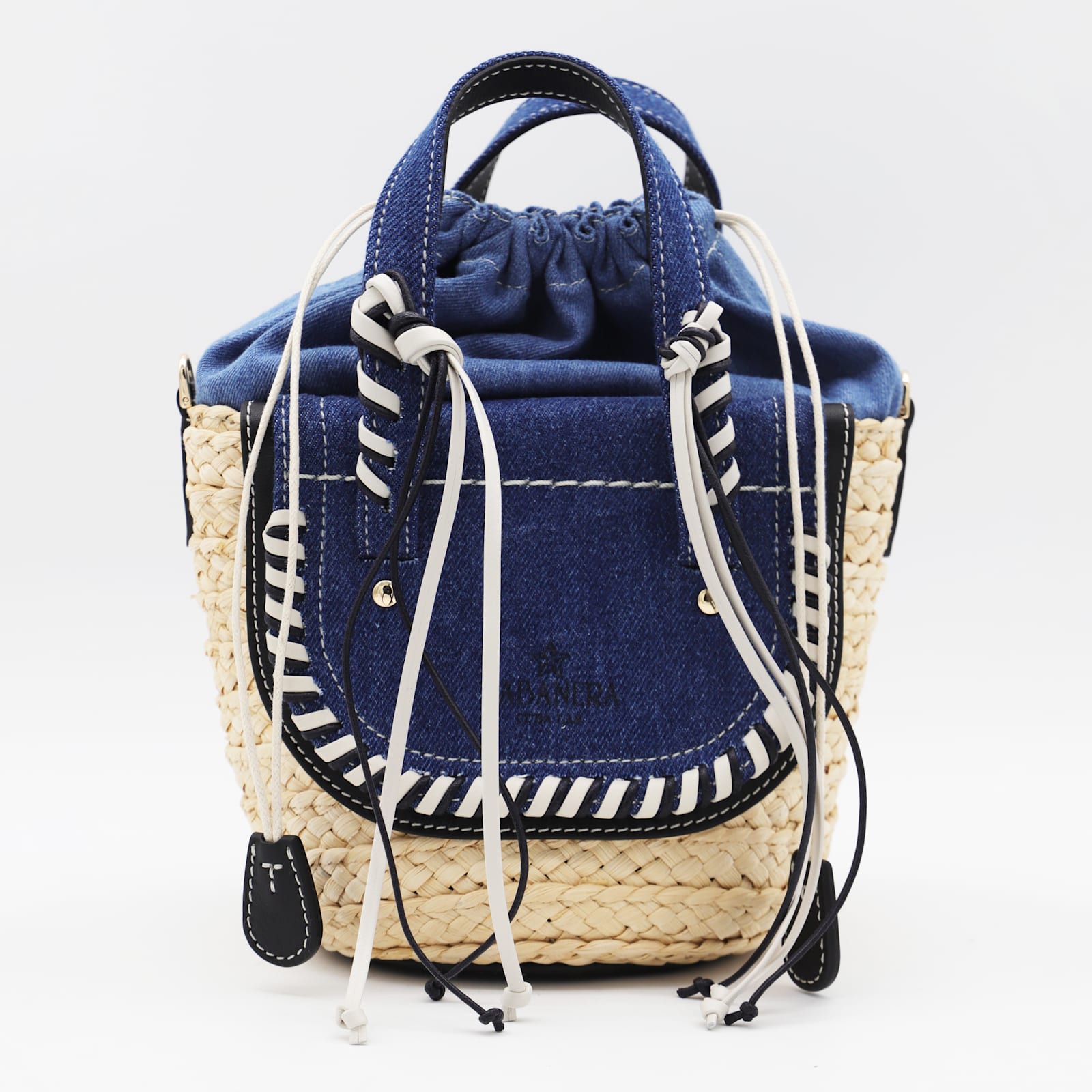 Cuba Lab Blue Denim Leather Habanera Satchels Bag